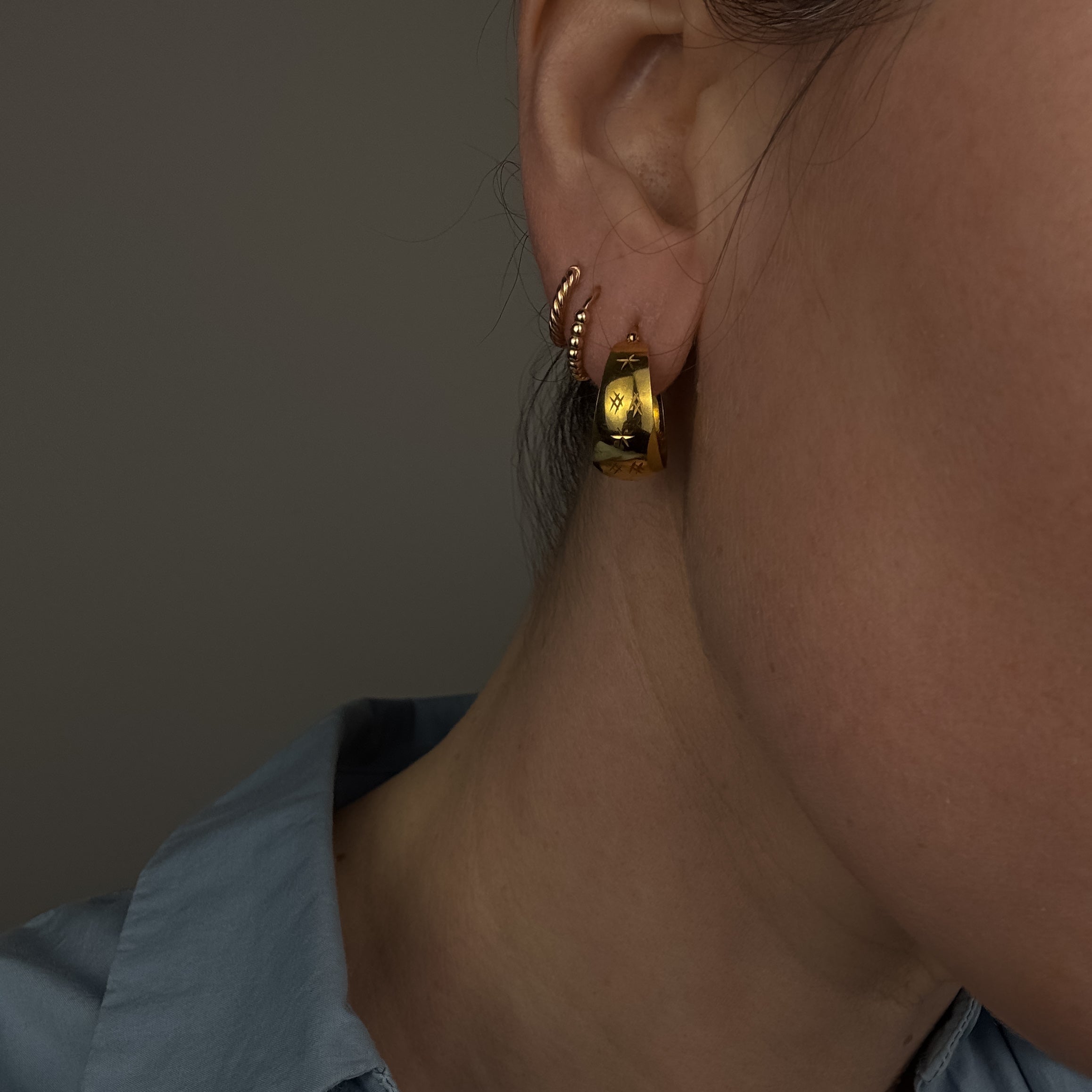 19.3mm Star-Etched Hoops