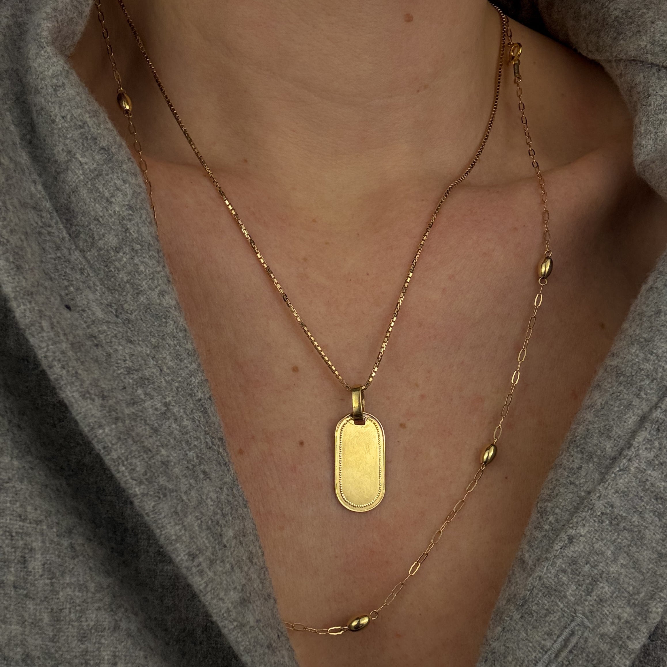 Beaded Oval Dog Tag