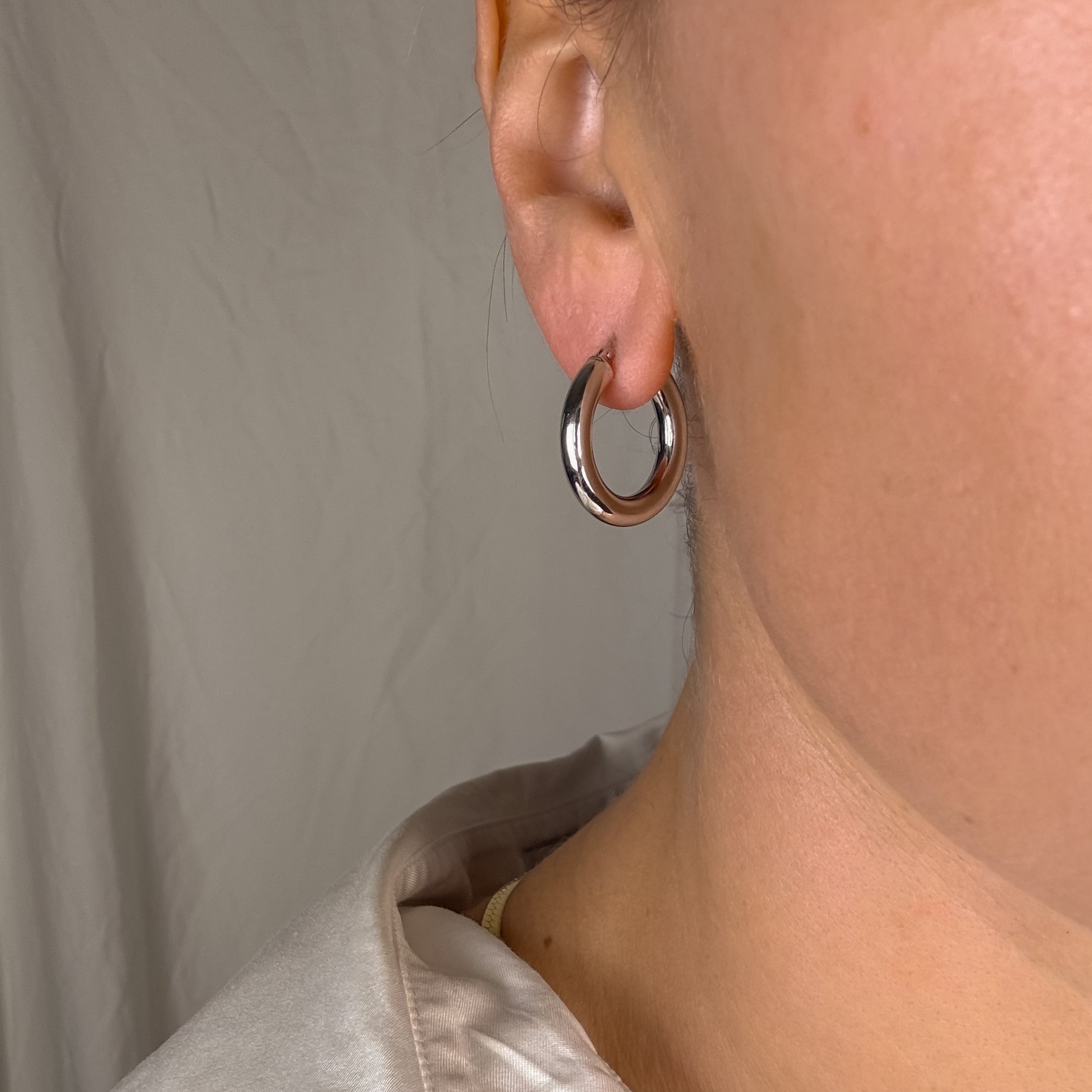 24 mm White Gold Hoops