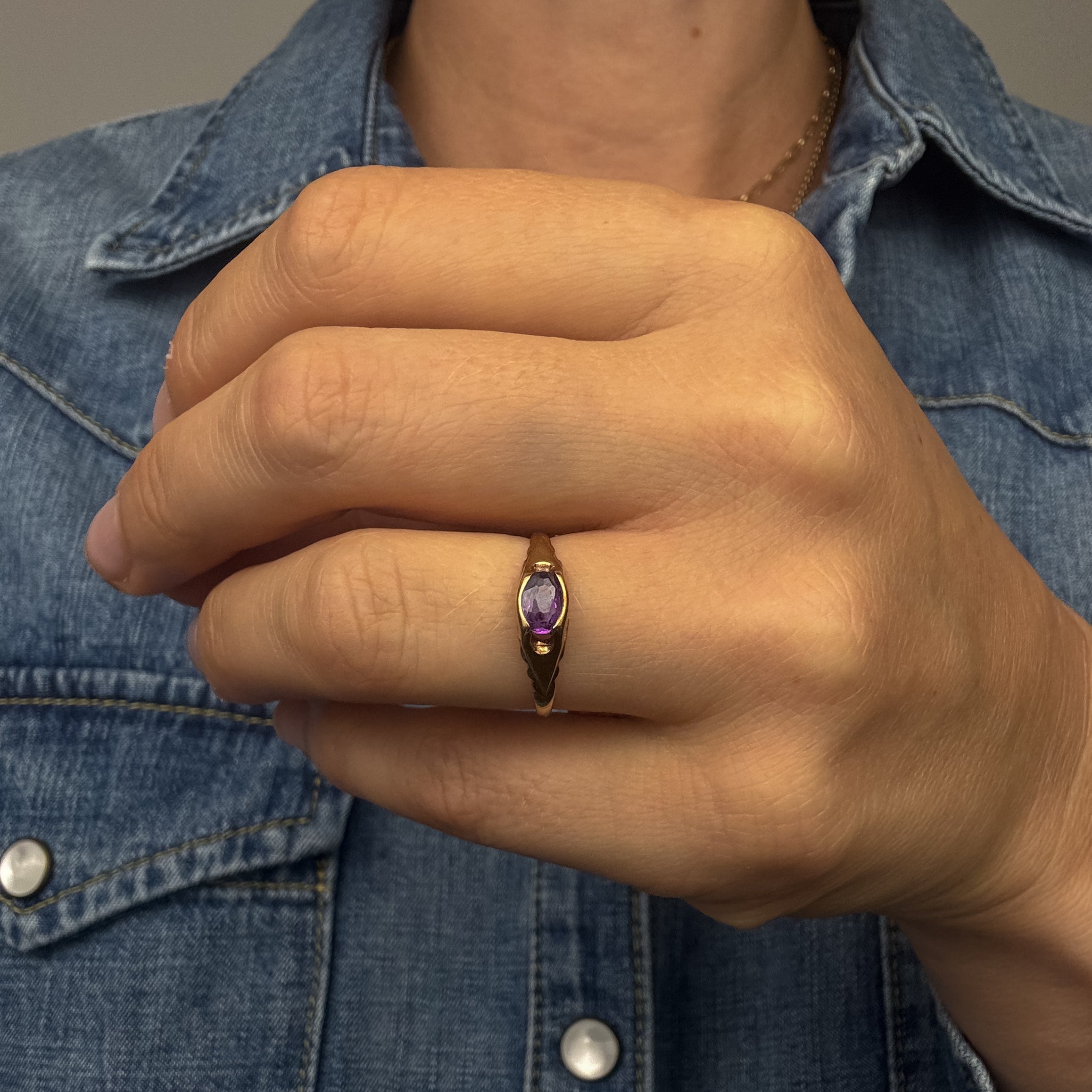 Solitaire Amethyst Ring