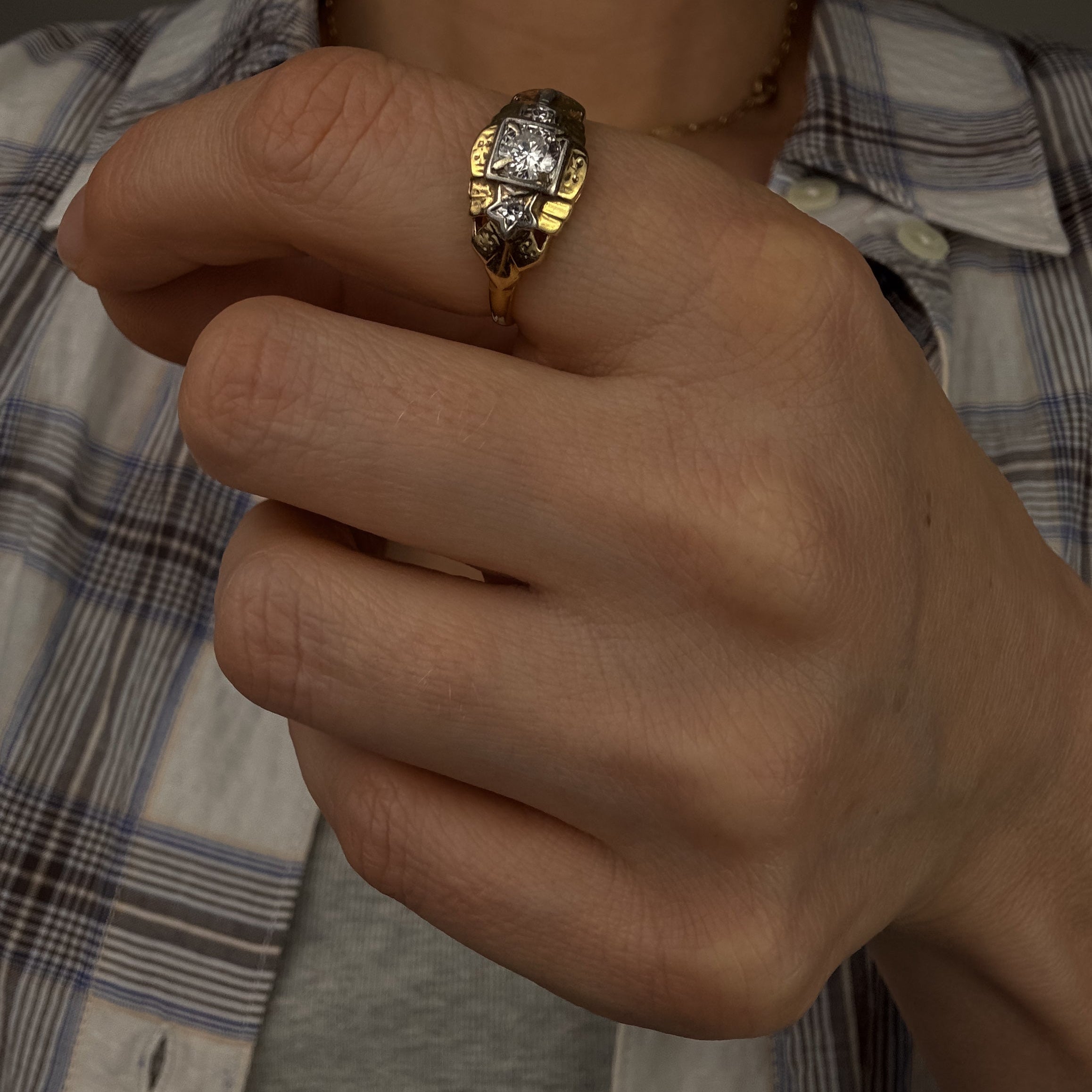 Diamond Star & Square Ring