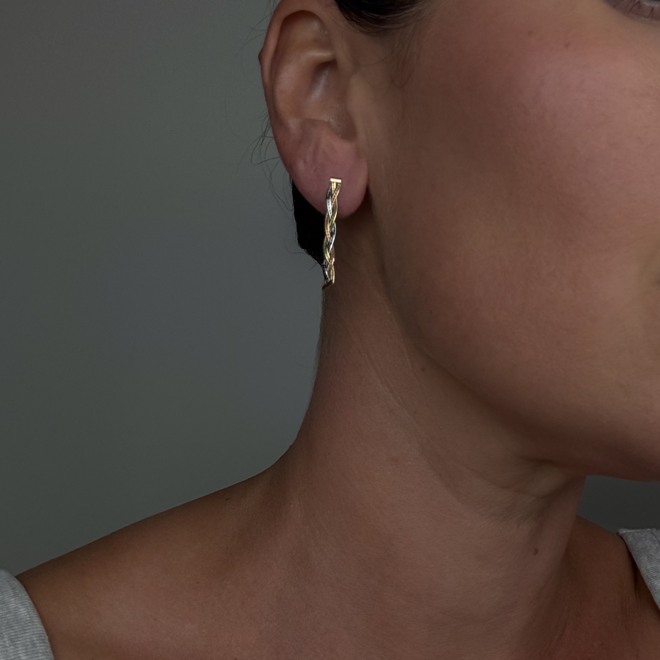 Tri-Tone Braided Earrings