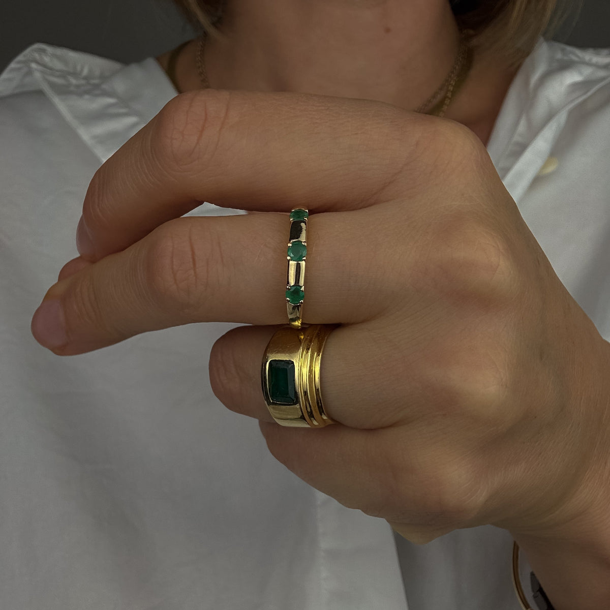 3 Emerald Ring