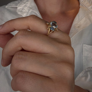 Ornate Blue Gradient Trilogy Ring
