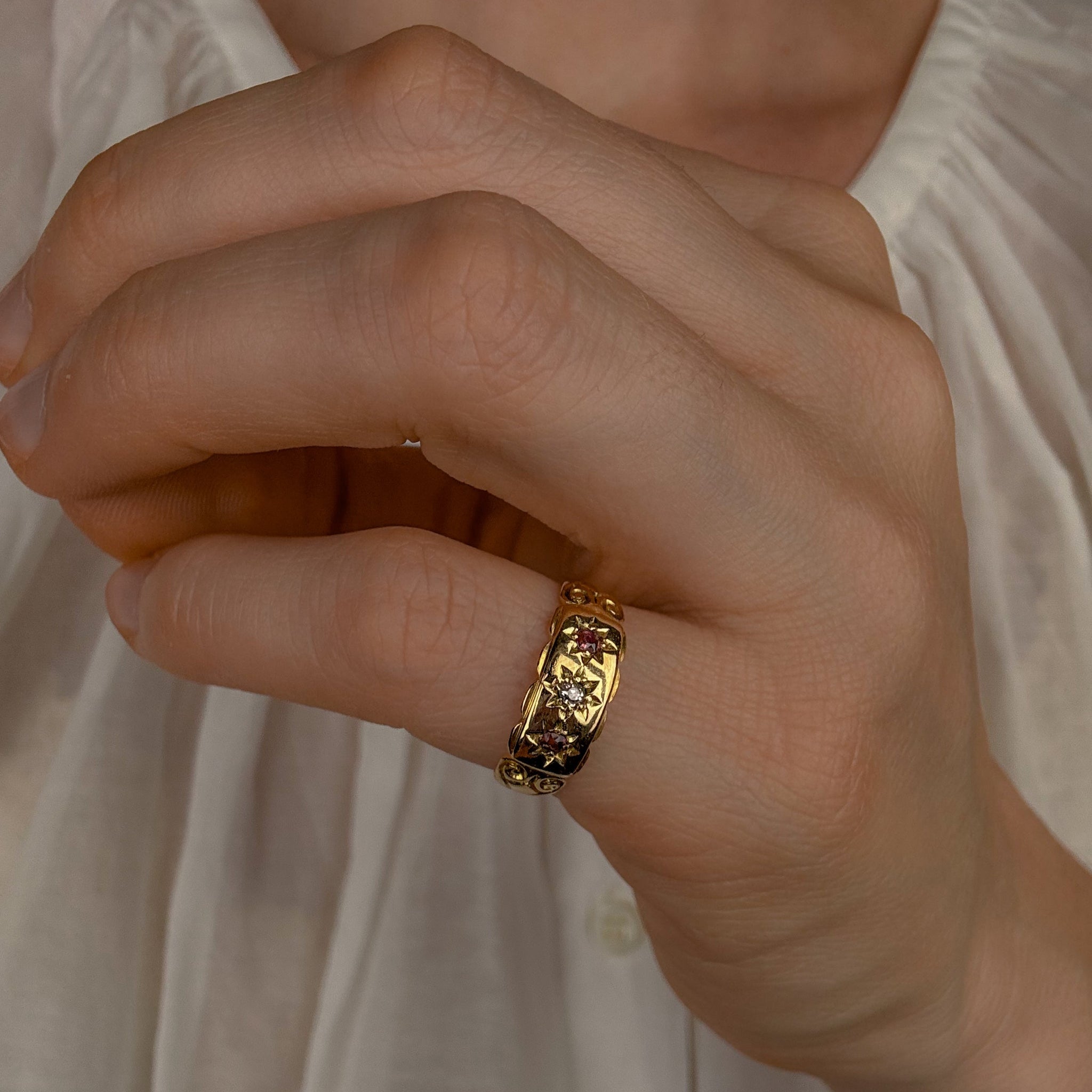 Antique Ruby and Diamond Trilogy Ring