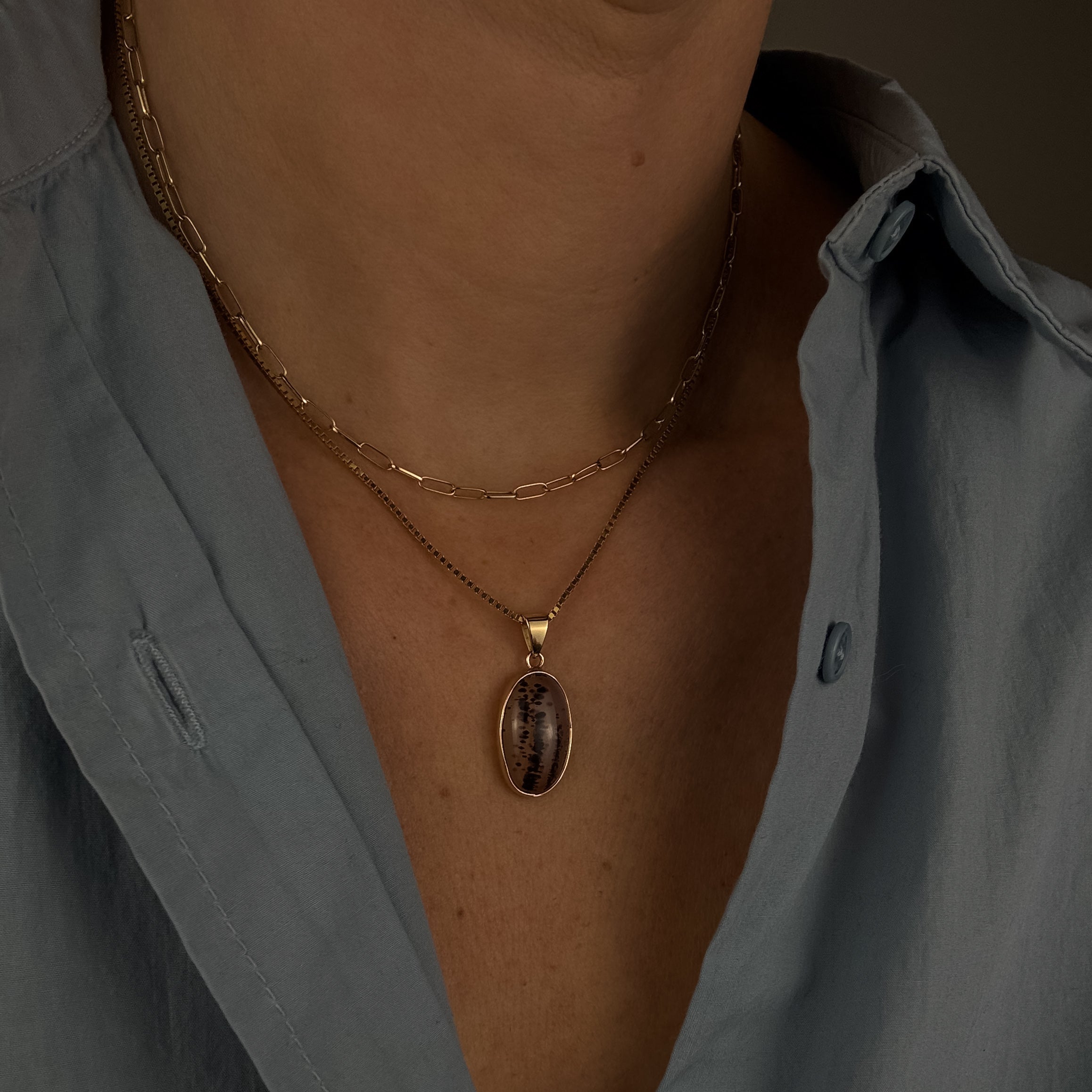 Bezel Set Dendritic Agate Pendant
