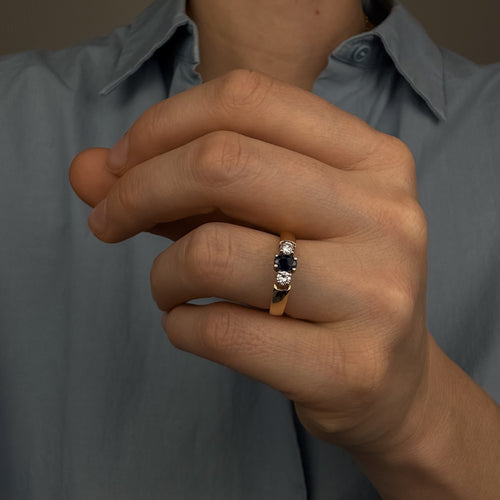 Sapphire and Diamond Trilogy Ring
