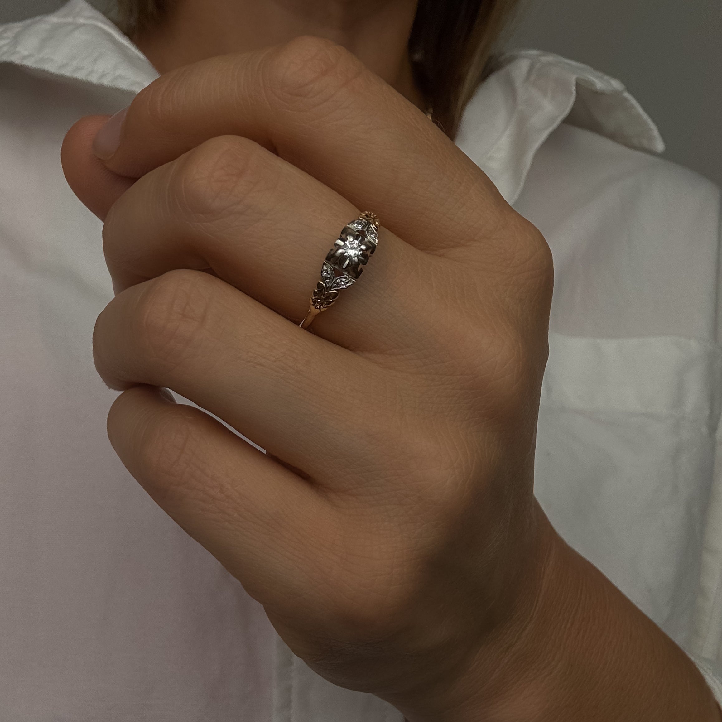 Floral Motif Diamond Engagement Ring