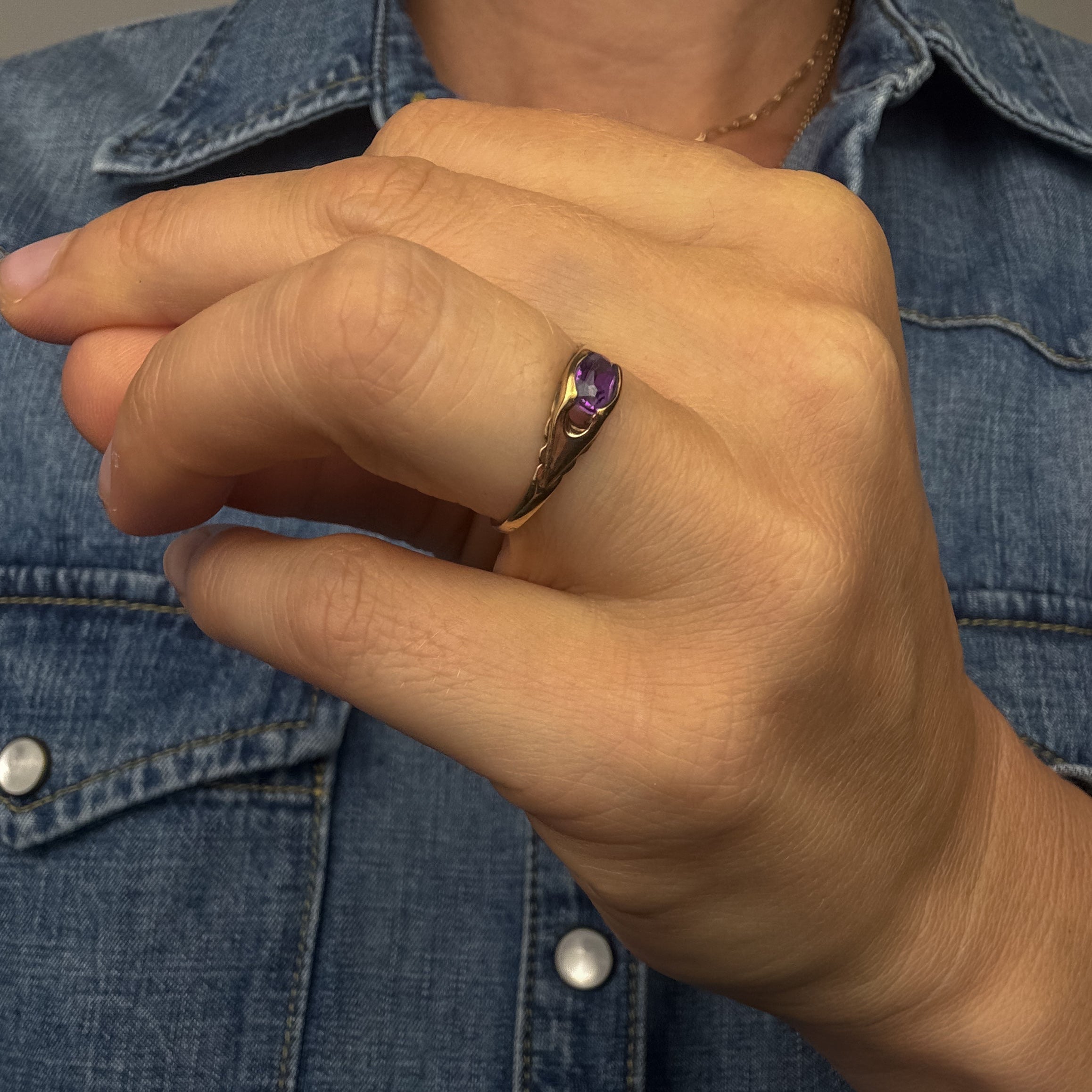Solitaire Amethyst Ring