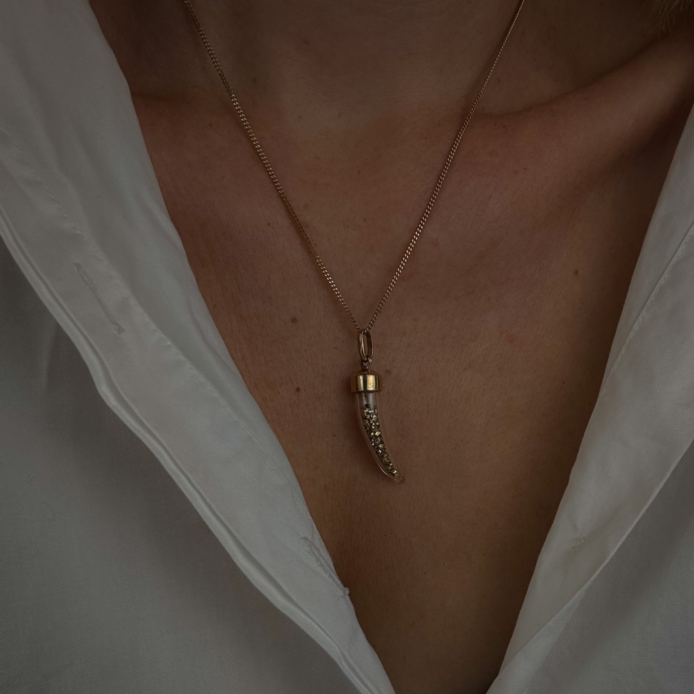 Gold Flake Horn Charm