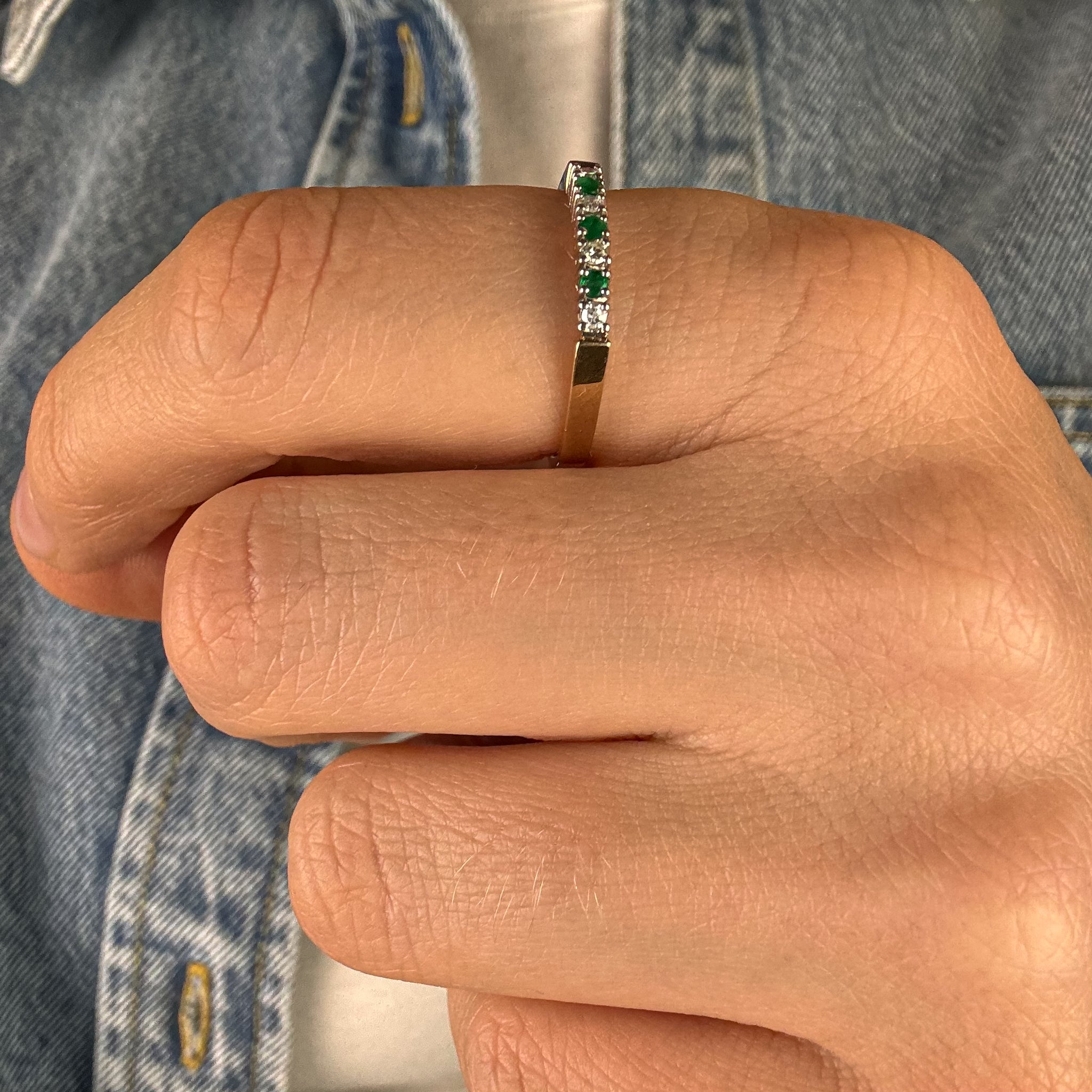 Emerald and Diamond Dainty Band