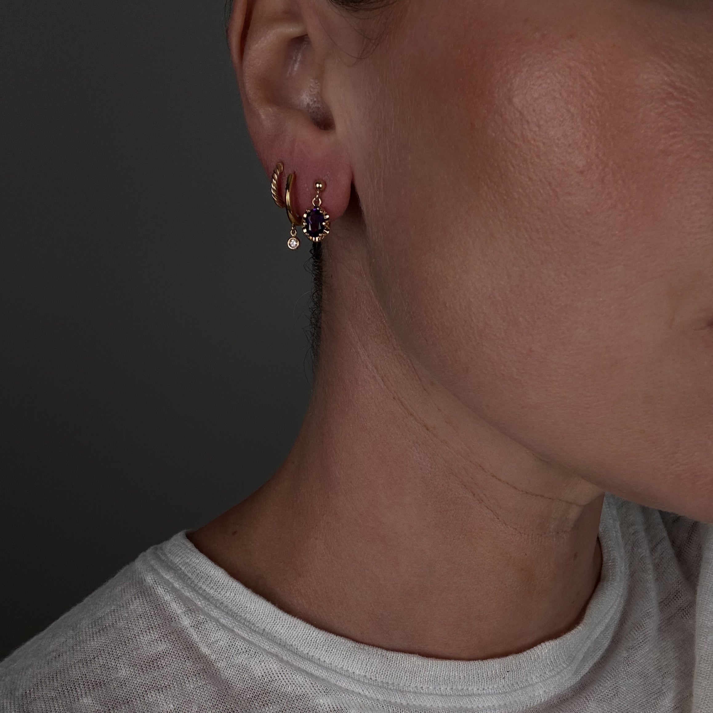 Amethyst Drop Studs