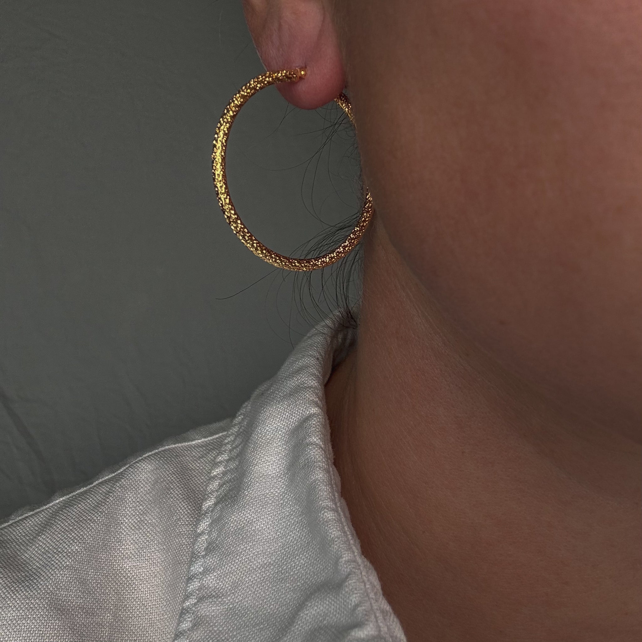 42 mm Gold Nugget Hoop Earrings