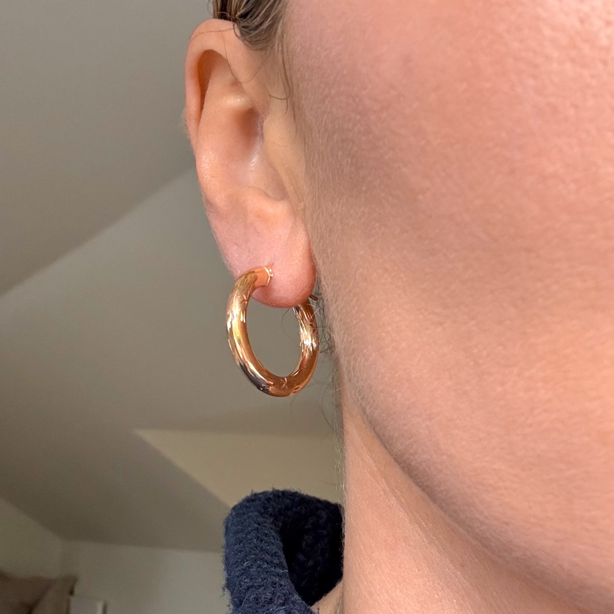 26 mm Star Etched Gold Hoops