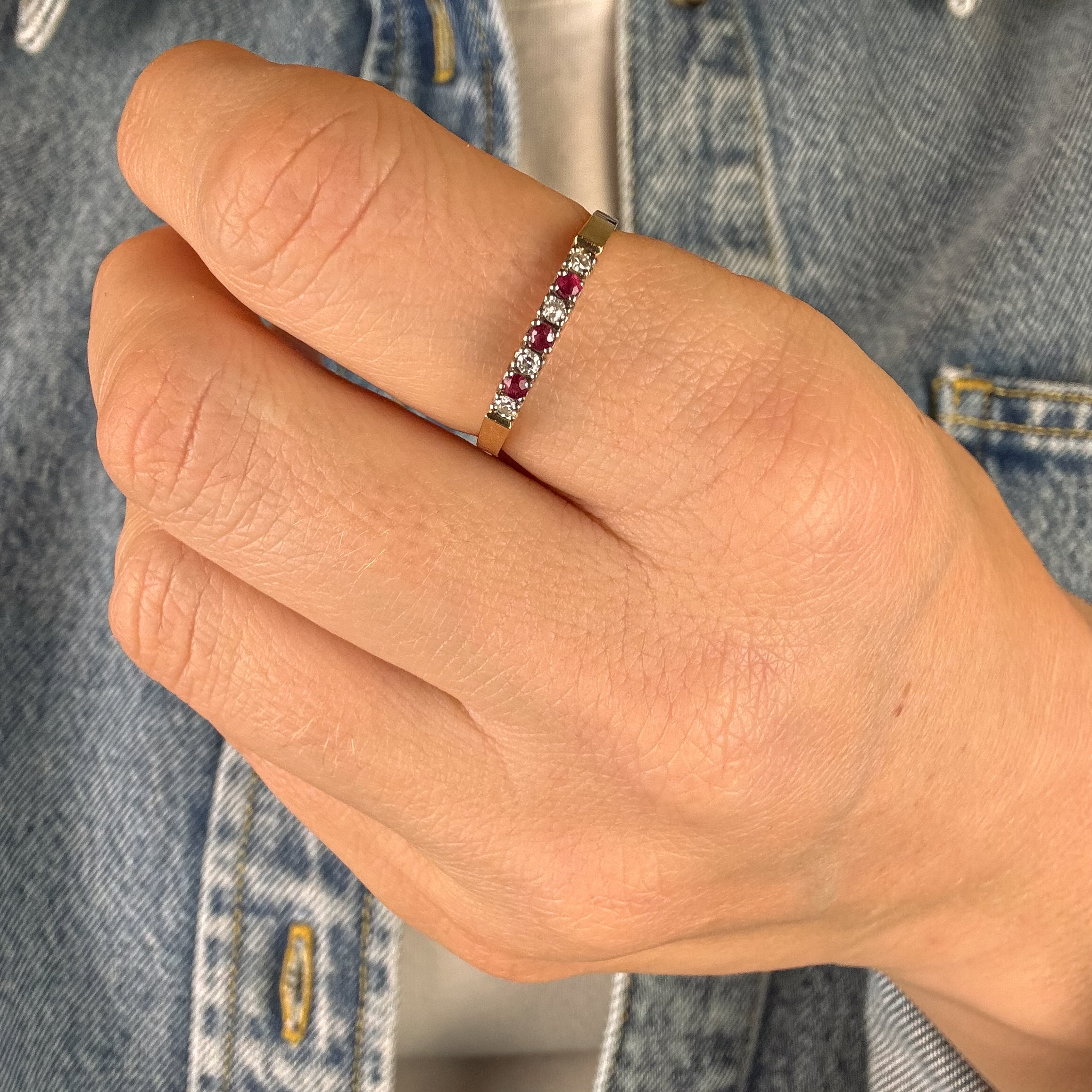 Ruby and Diamond Dainty Band