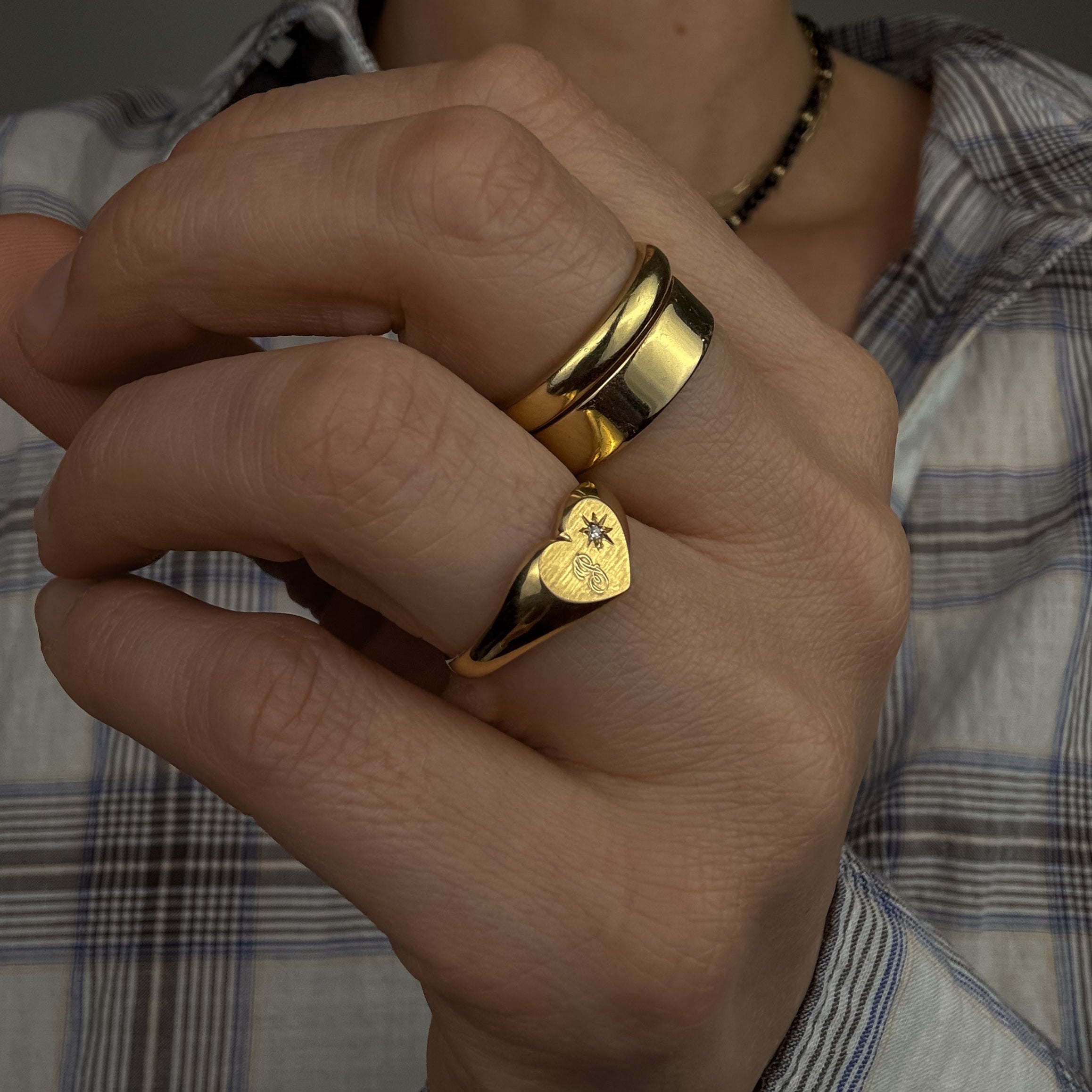 'P' Heart Signet Ring