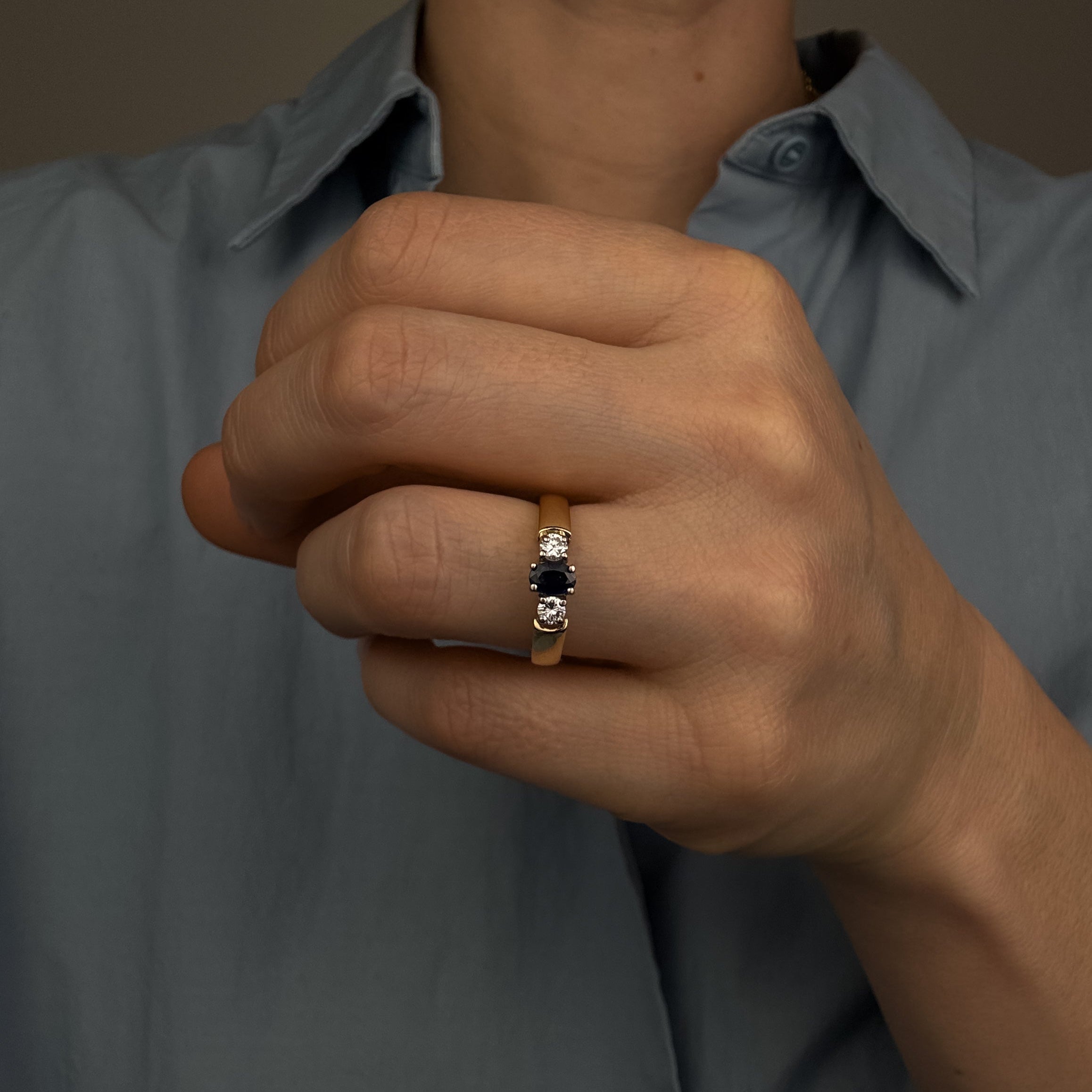 Sapphire and Diamond Trilogy Ring