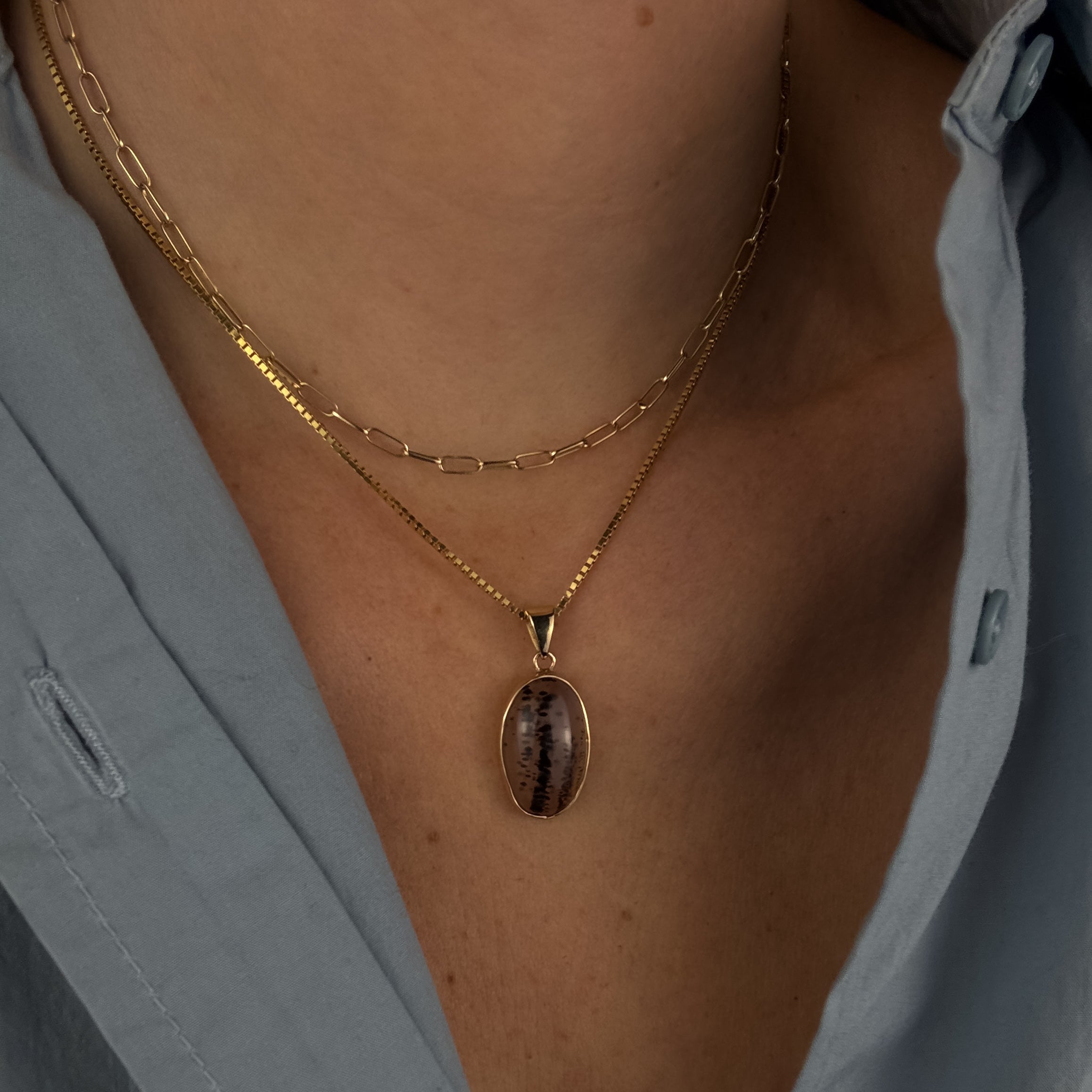 Bezel Set Dendritic Agate Pendant