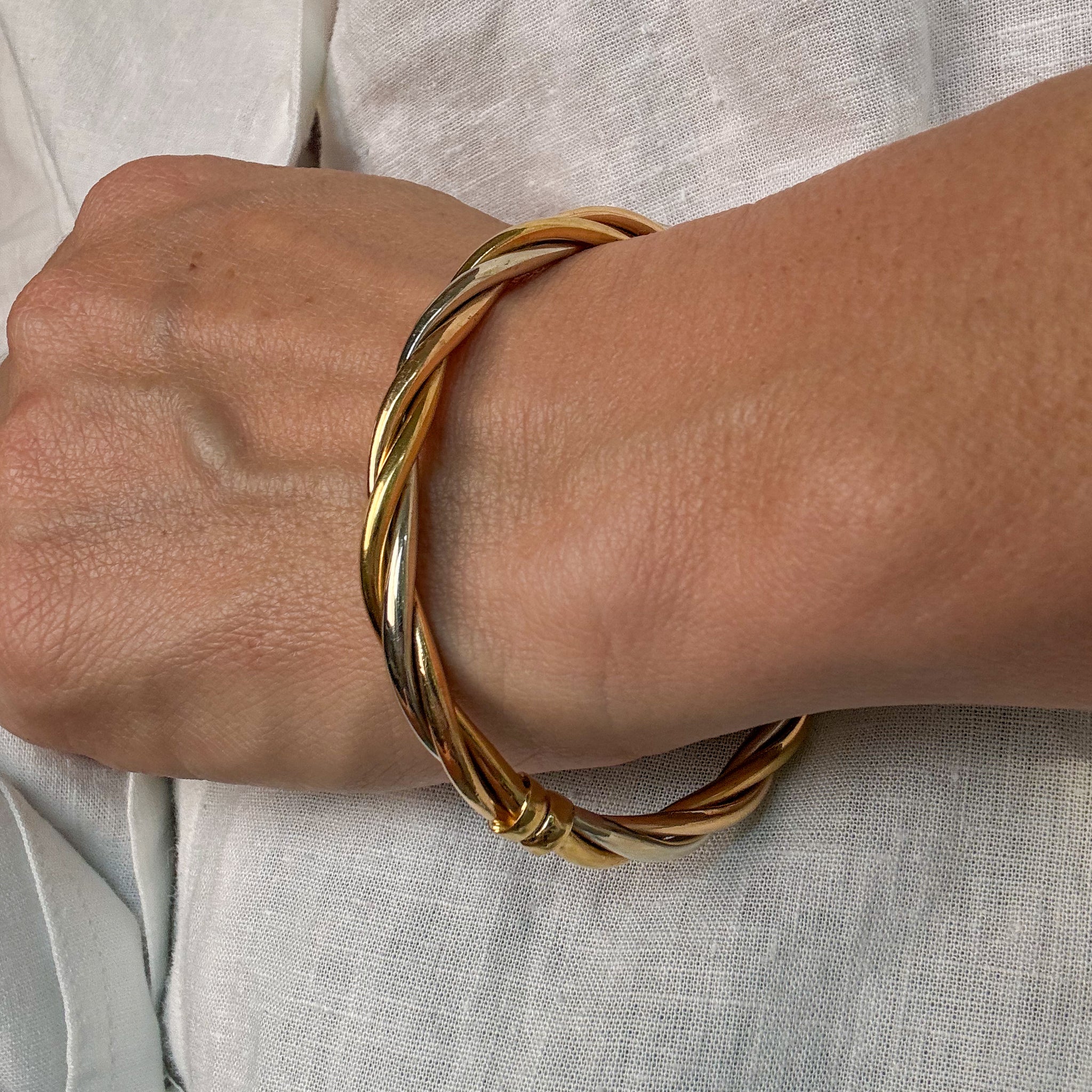 Tri-tone Twisted Bangle