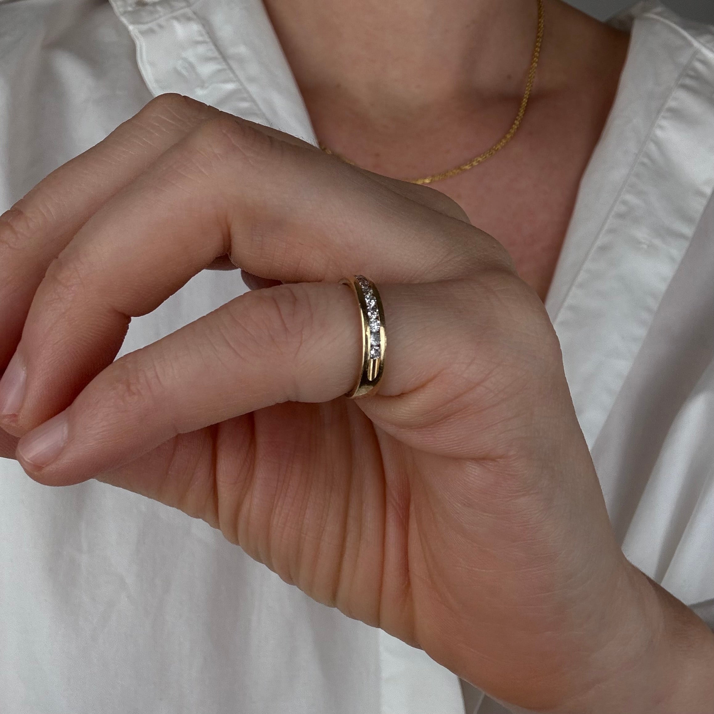 Channel Set Diamond Pinky Ring