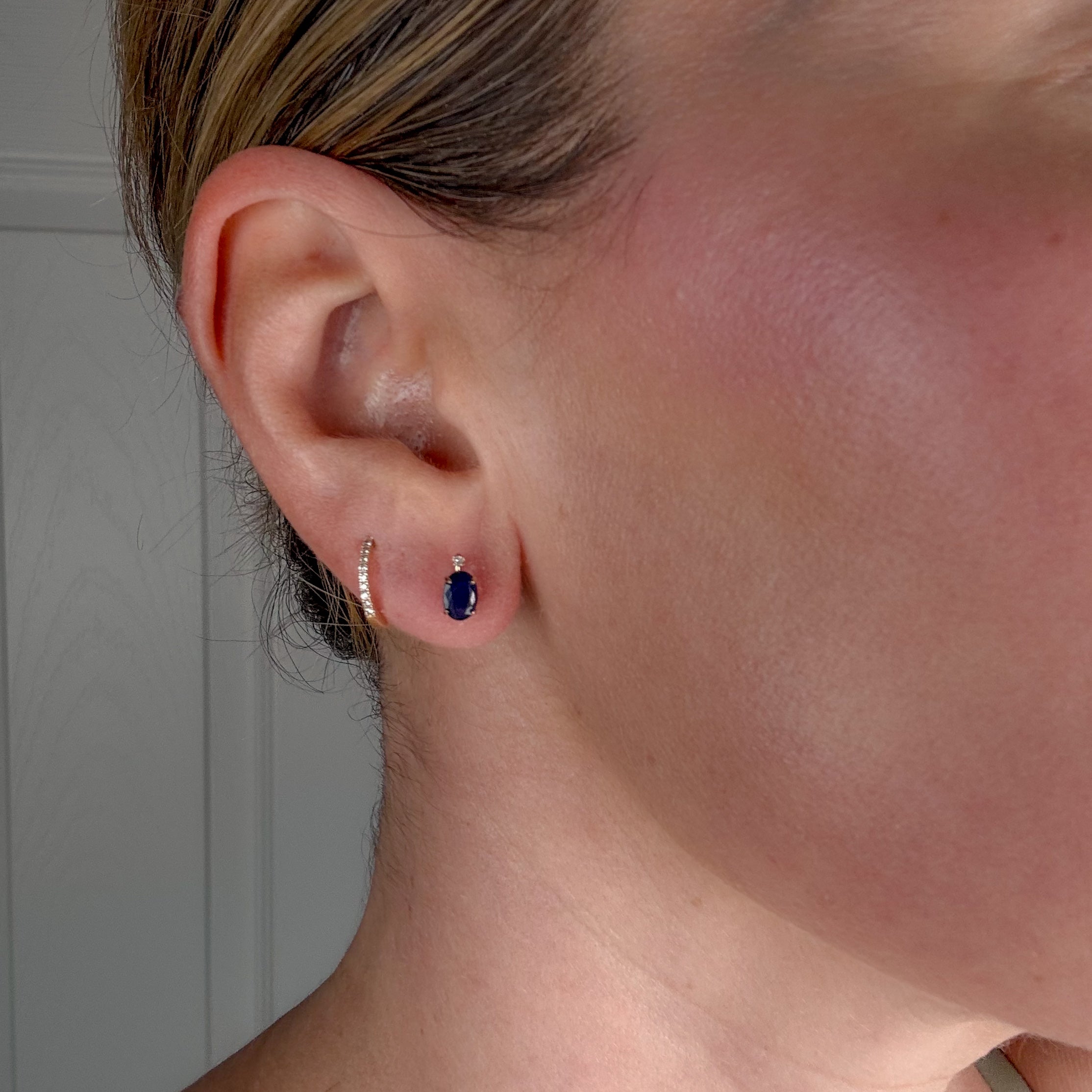 Sapphire and Diamond Stud Earrings