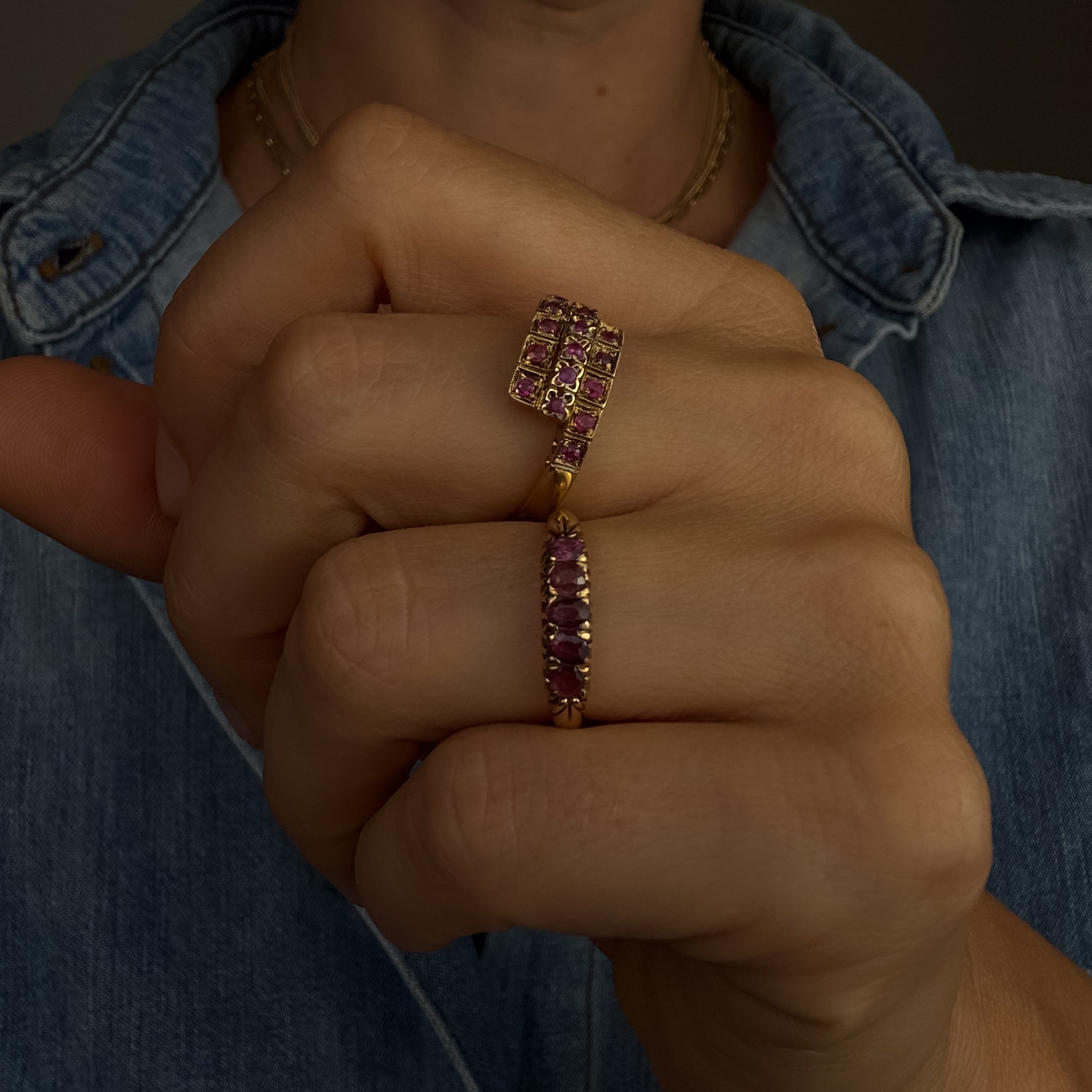 Ruby Triple Stack Bypass Ring