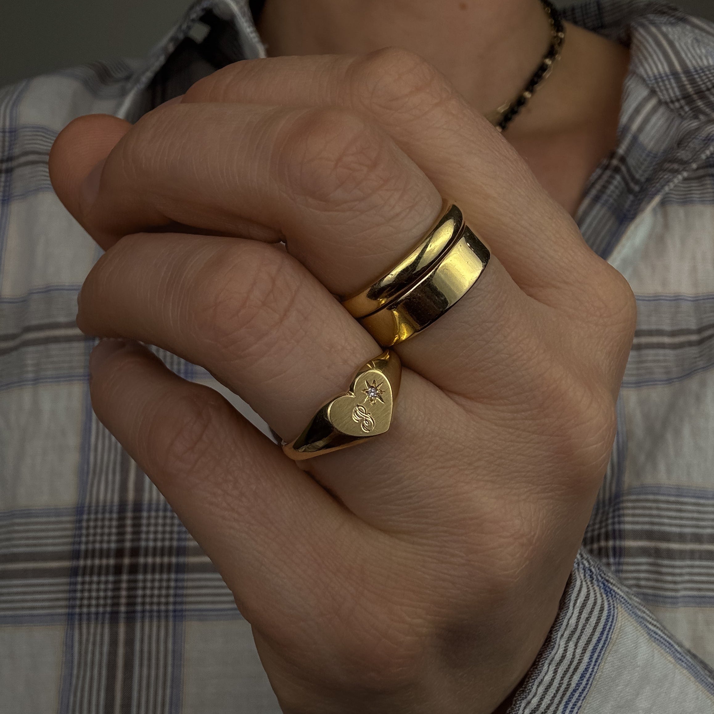 'P' Heart Signet Ring