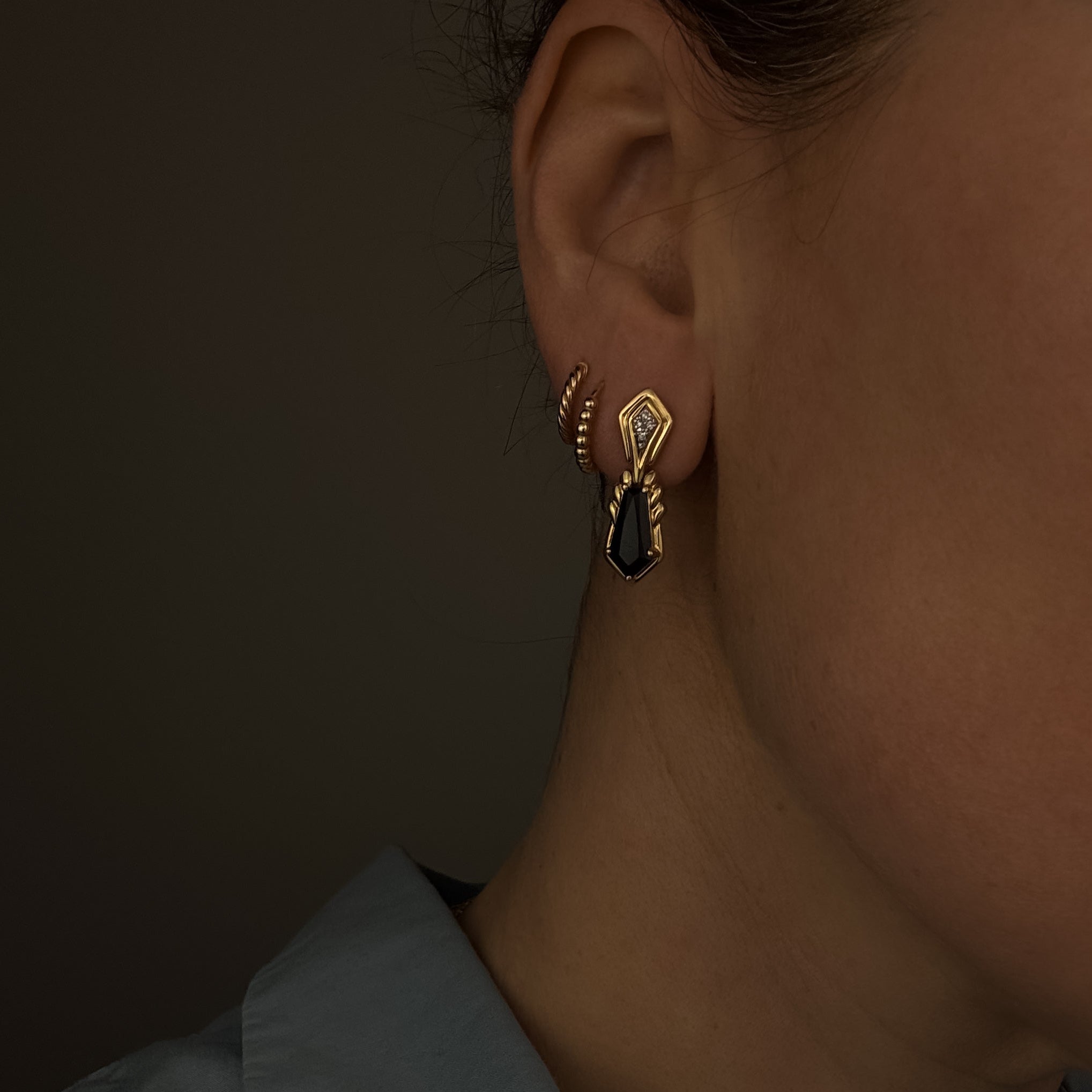 Onyx & Diamond Drop Earrings