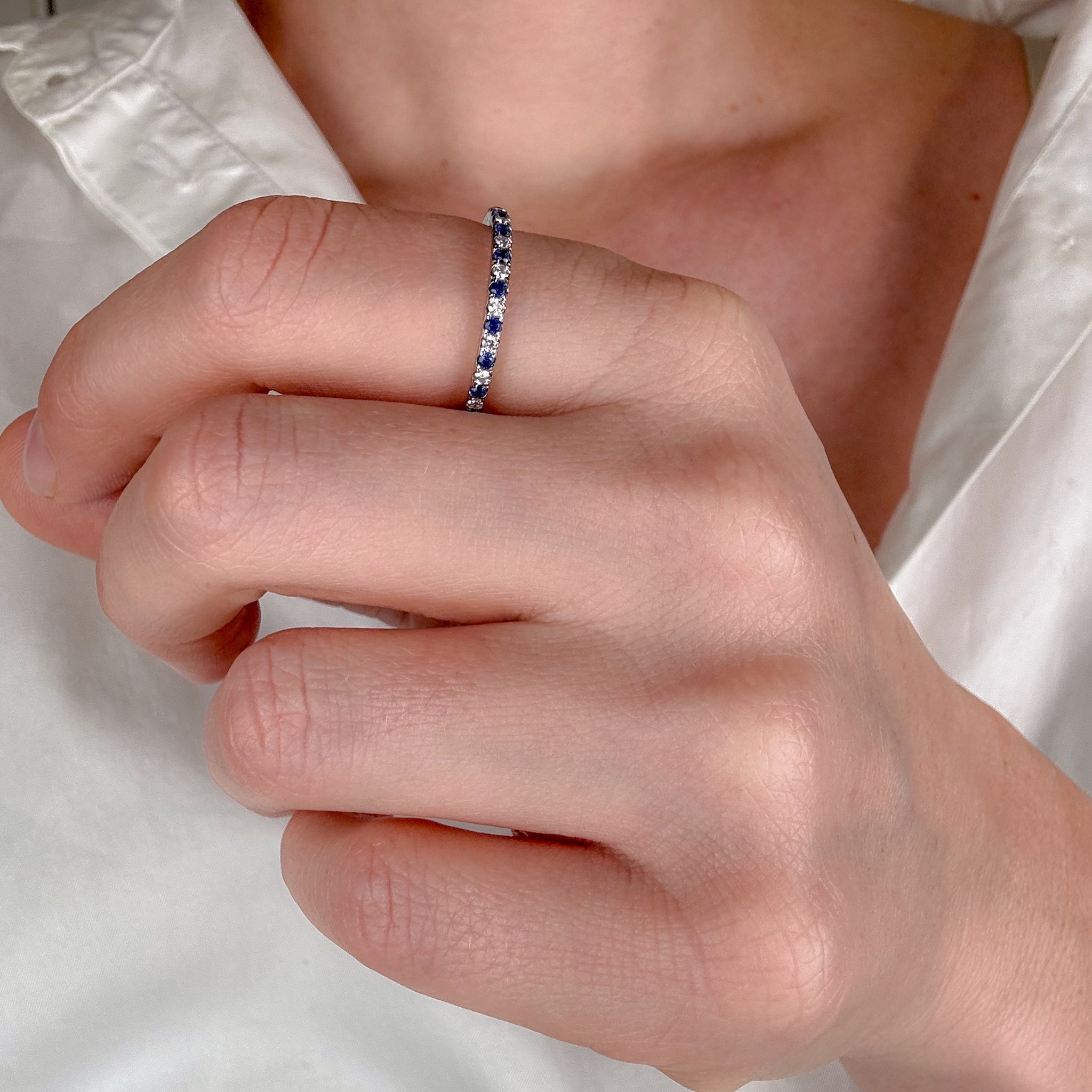 Sapphire and Diamond Half Eternity Ring