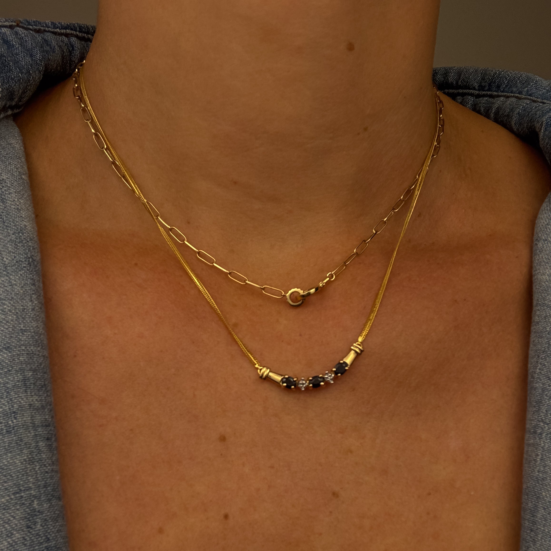 16.75" Sapphire and Diamond Necklace