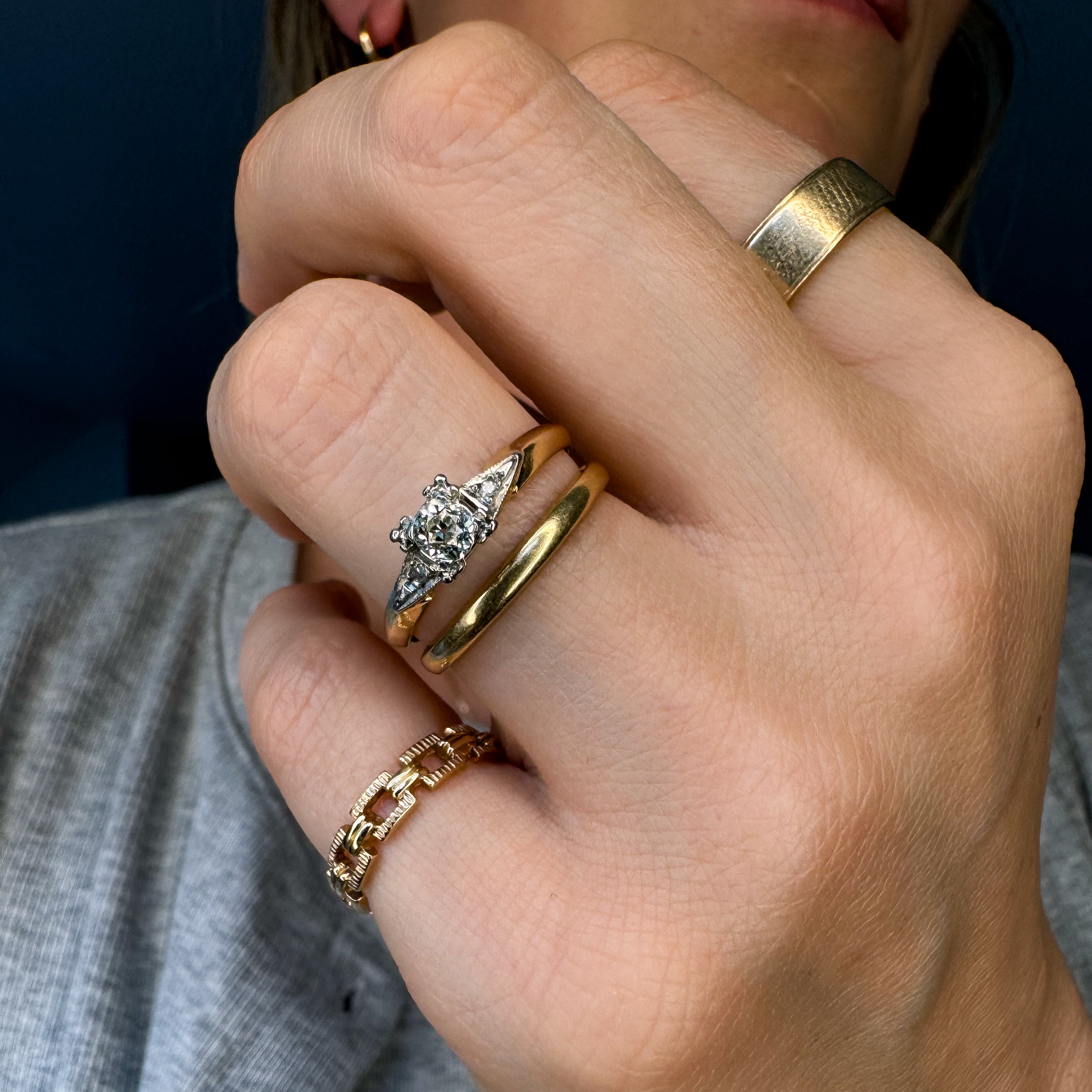 Antique Old Mine Cut Diamond Engagement Ring