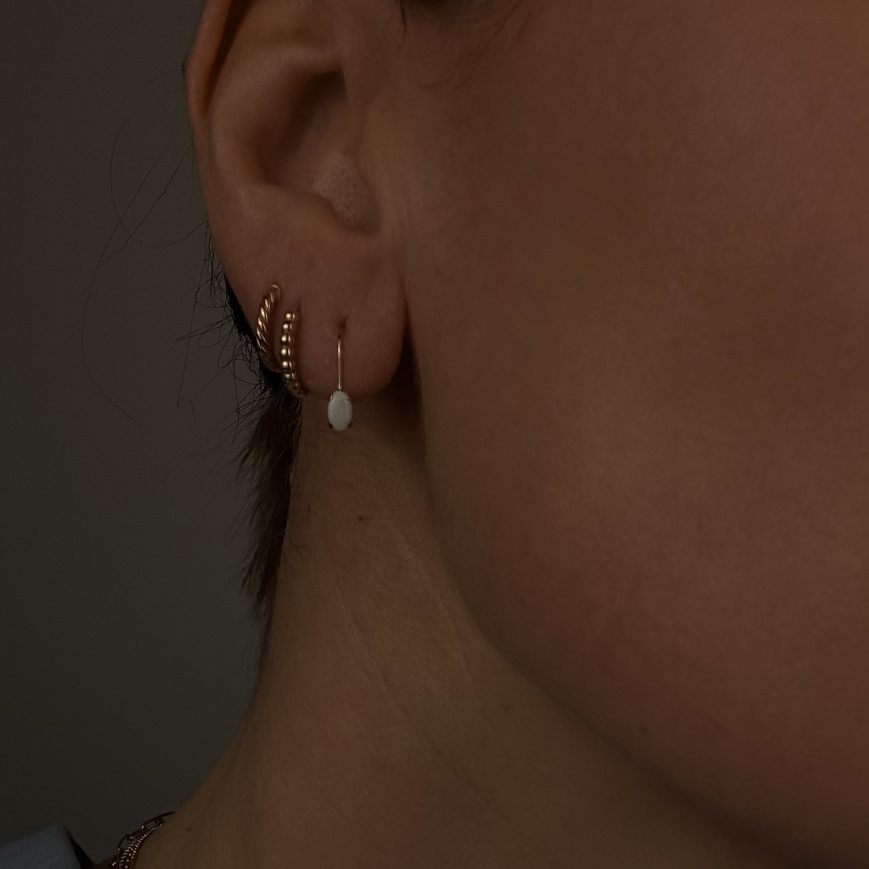 Dainty Opal Drop Hoops