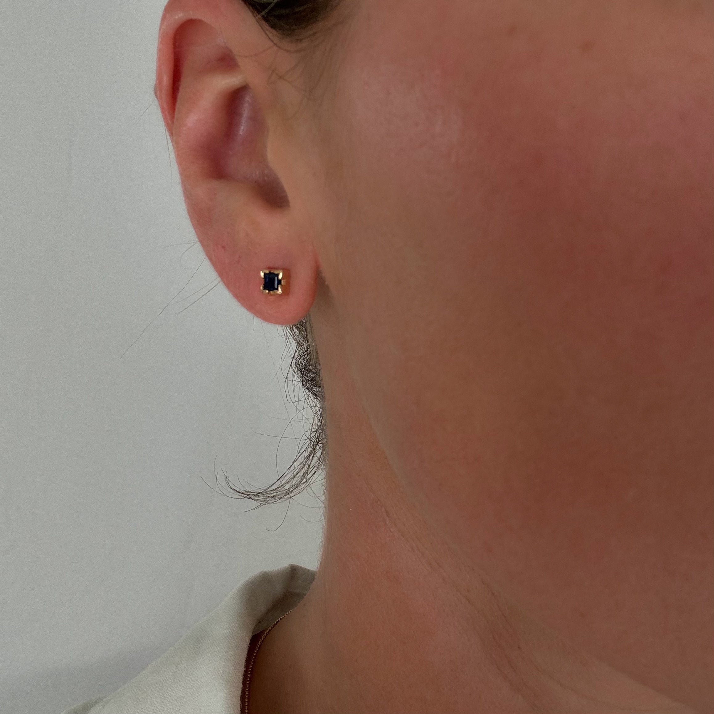 Princess Cut Sapphire Studs