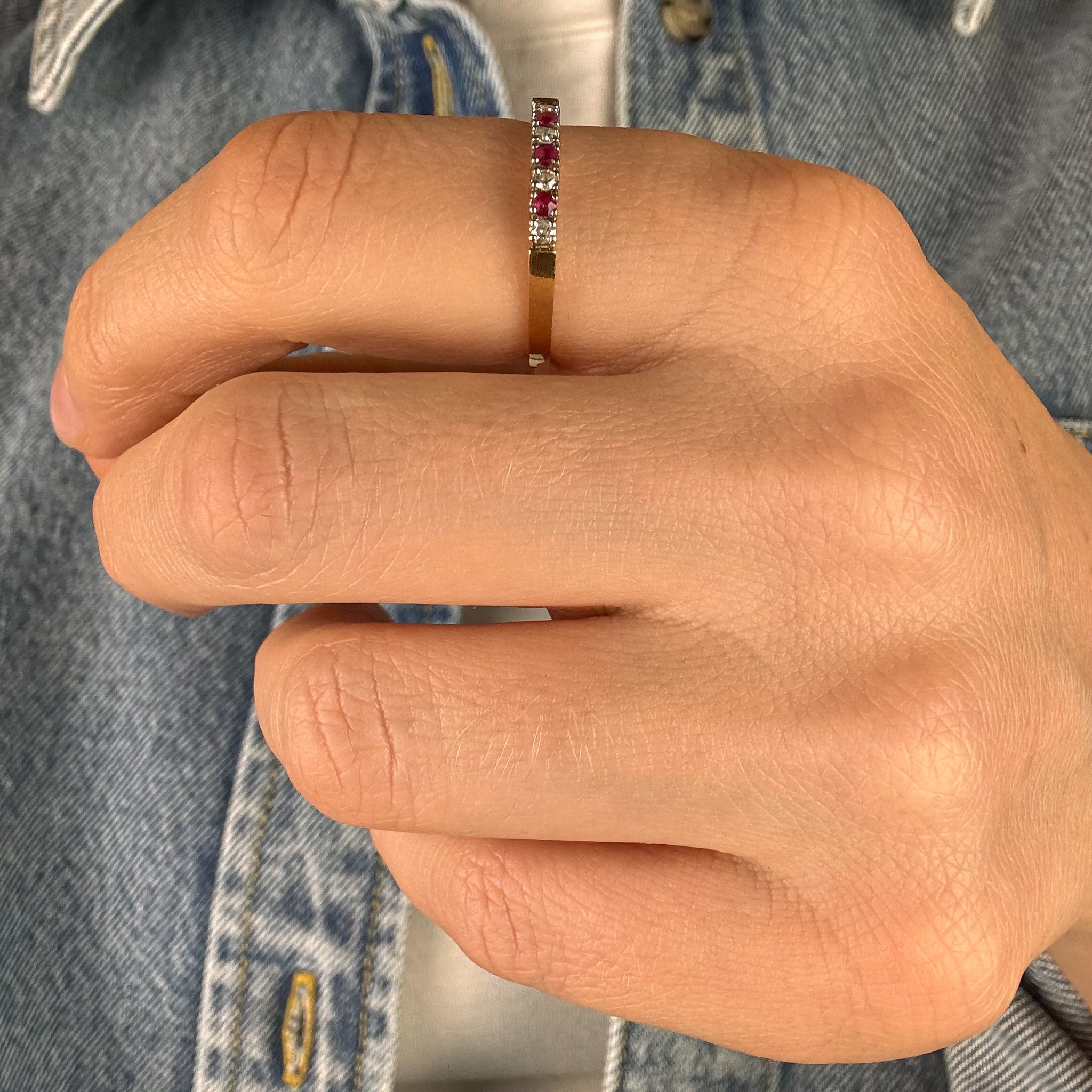 Ruby and Diamond Dainty Band