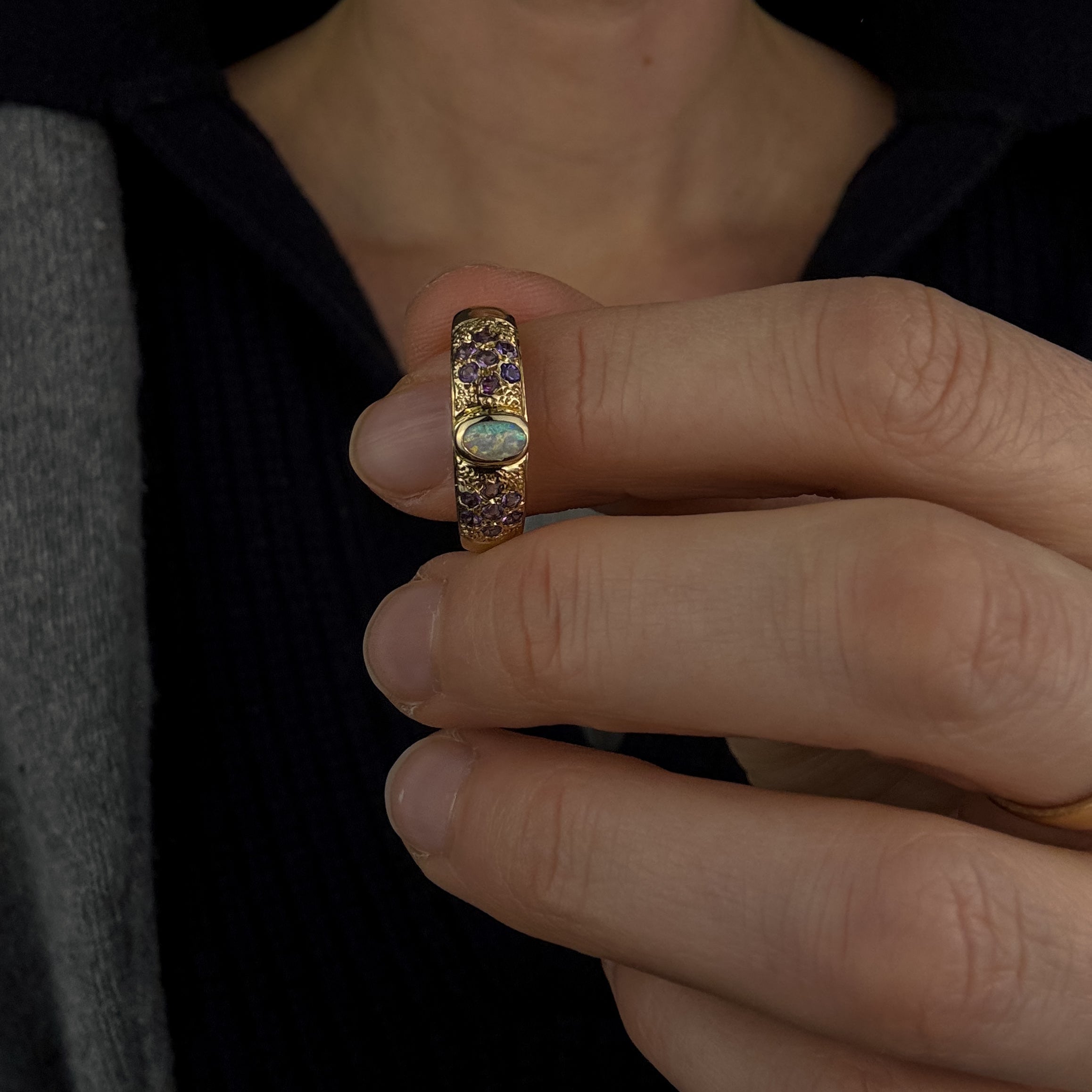 Opal and Amethyst Ring