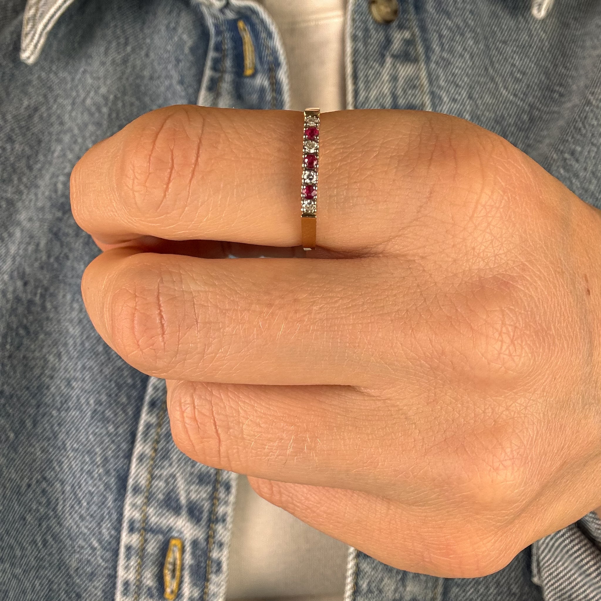 Ruby and Diamond Dainty Band