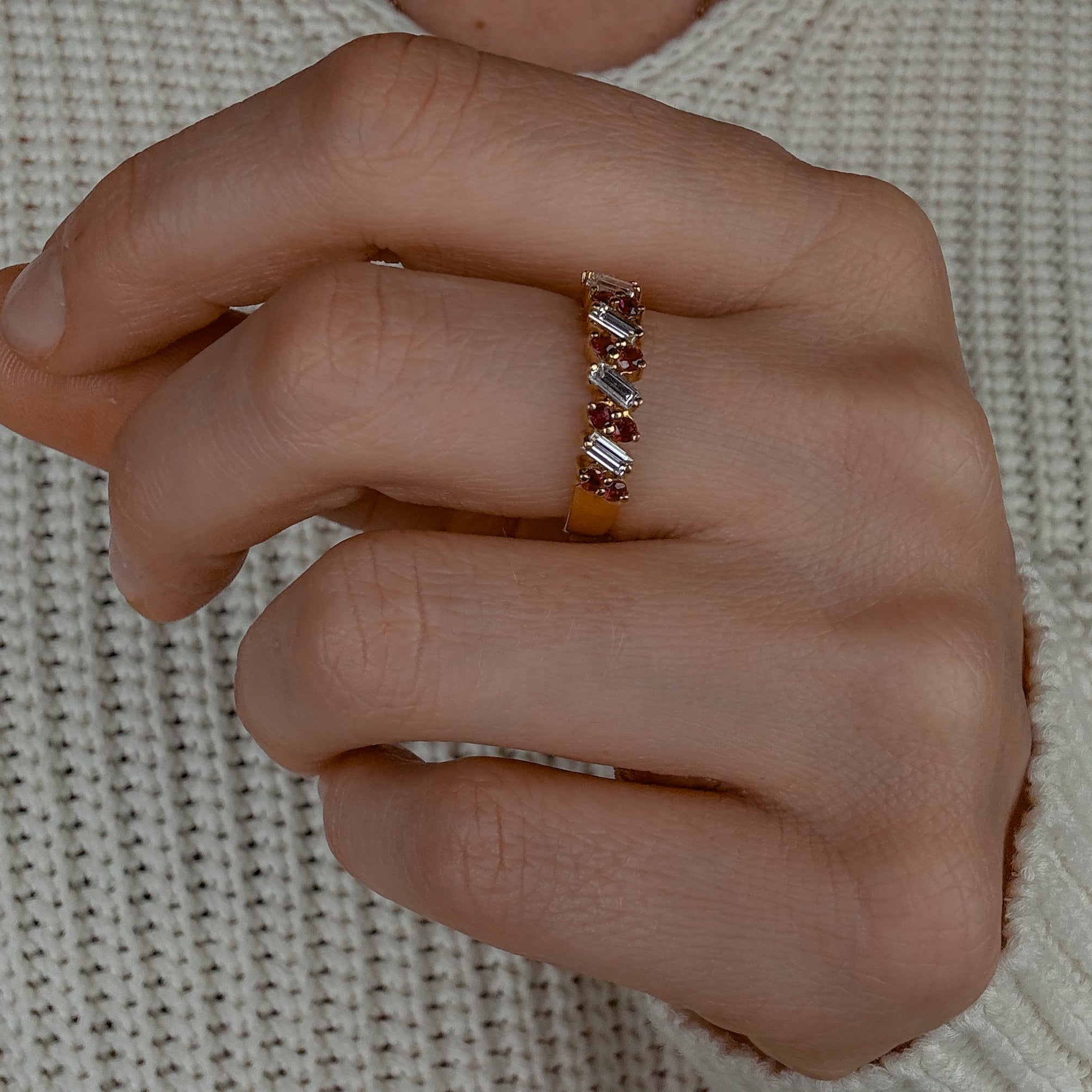 Ruby and Baguette Diamond Band