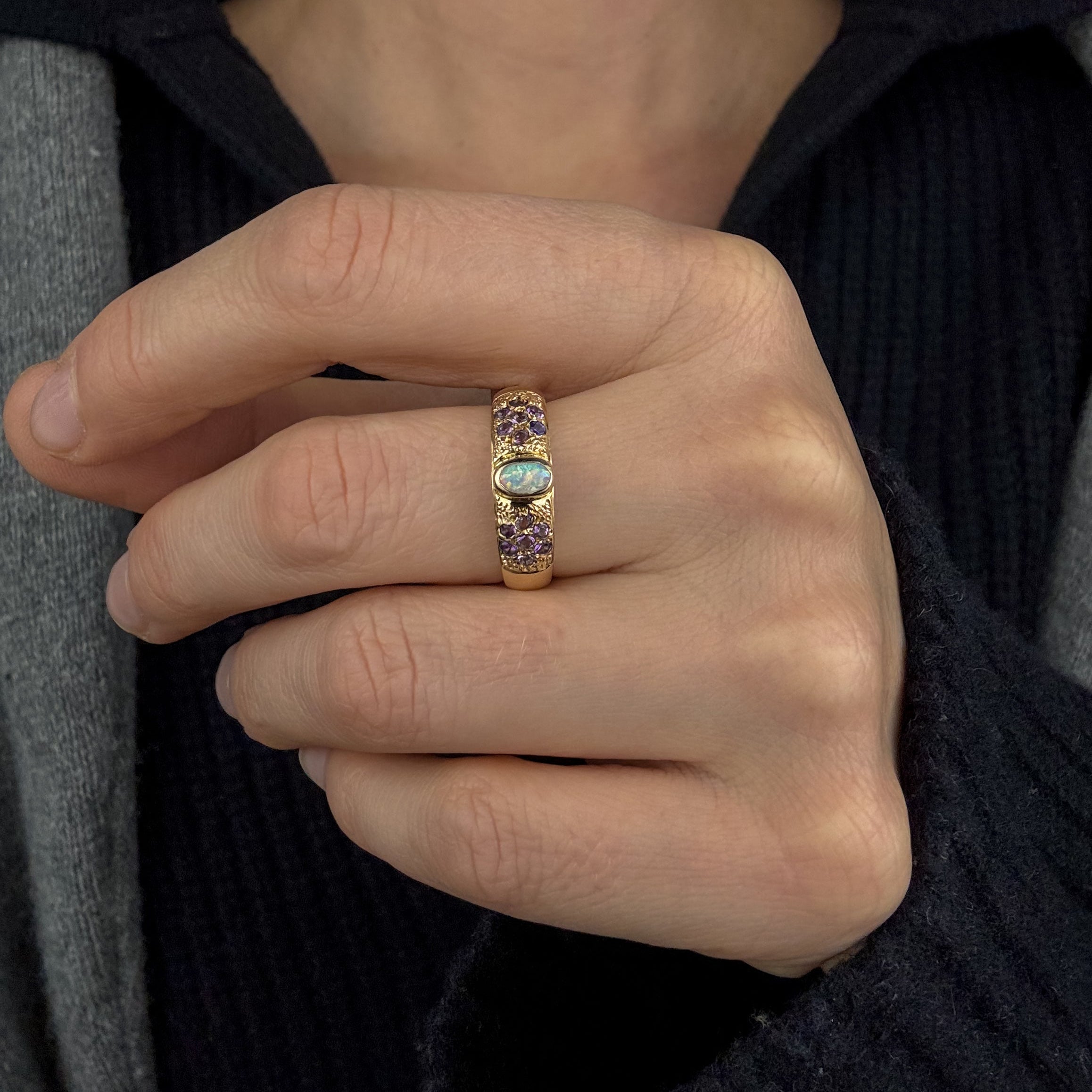 Opal and Amethyst Ring