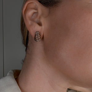 Alternating Chain Two-Tone Gold Hoop Earrings
