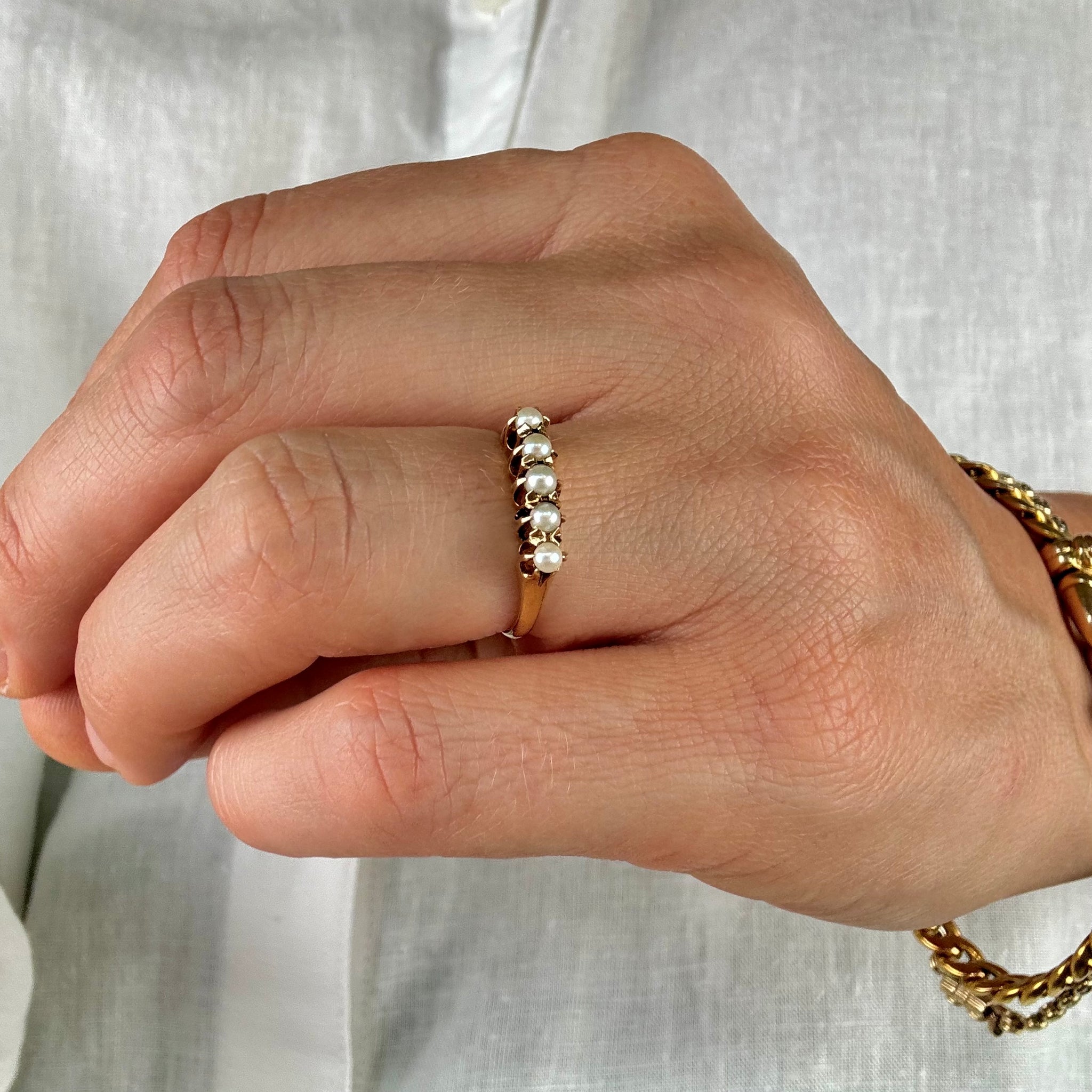 vintage Claw Set 5 Pearl Ring