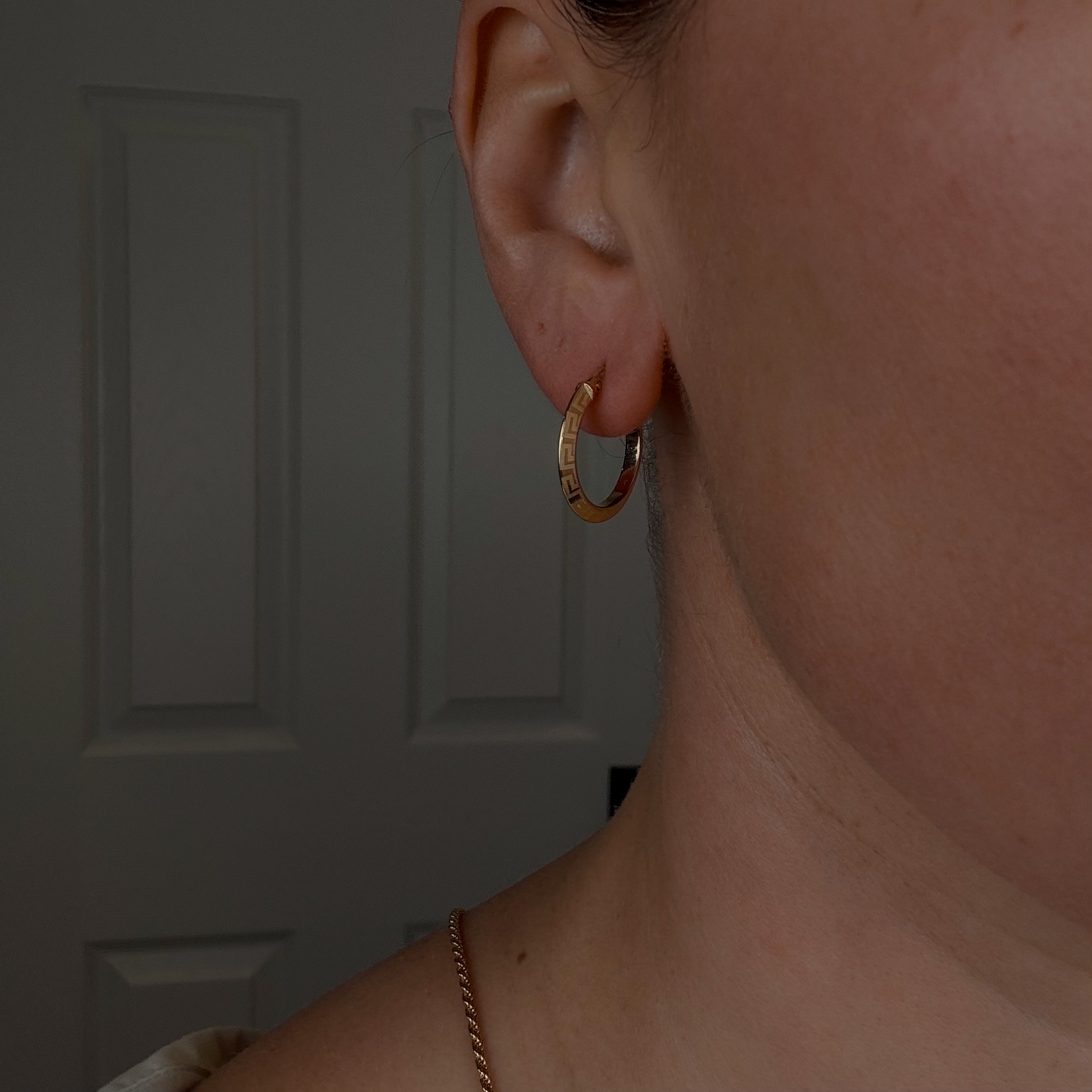 20.5 mm Greek Key Hoop Earrings