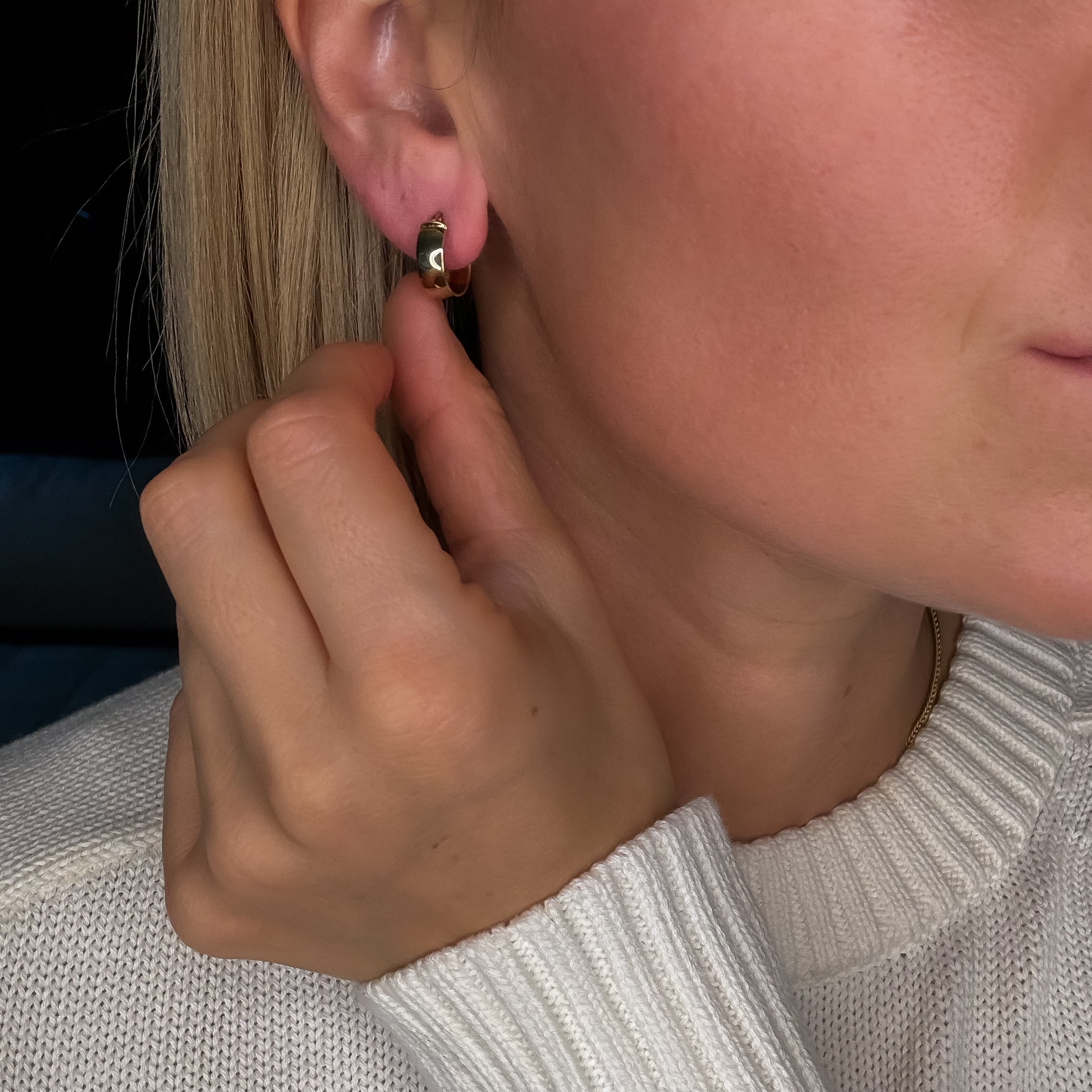 14 mm Wide Gold Hoop Earrings