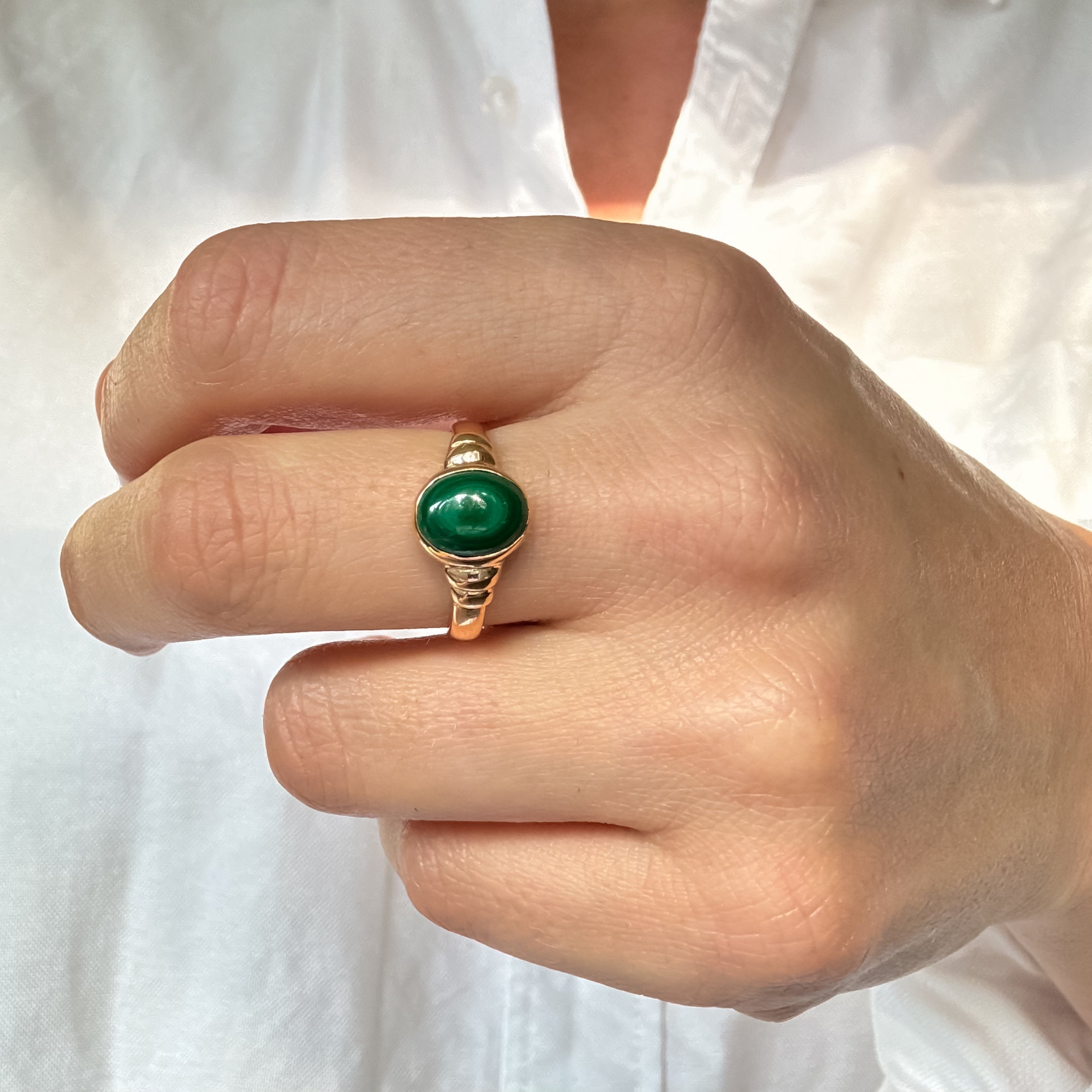 Bezel Set Malachite Ring