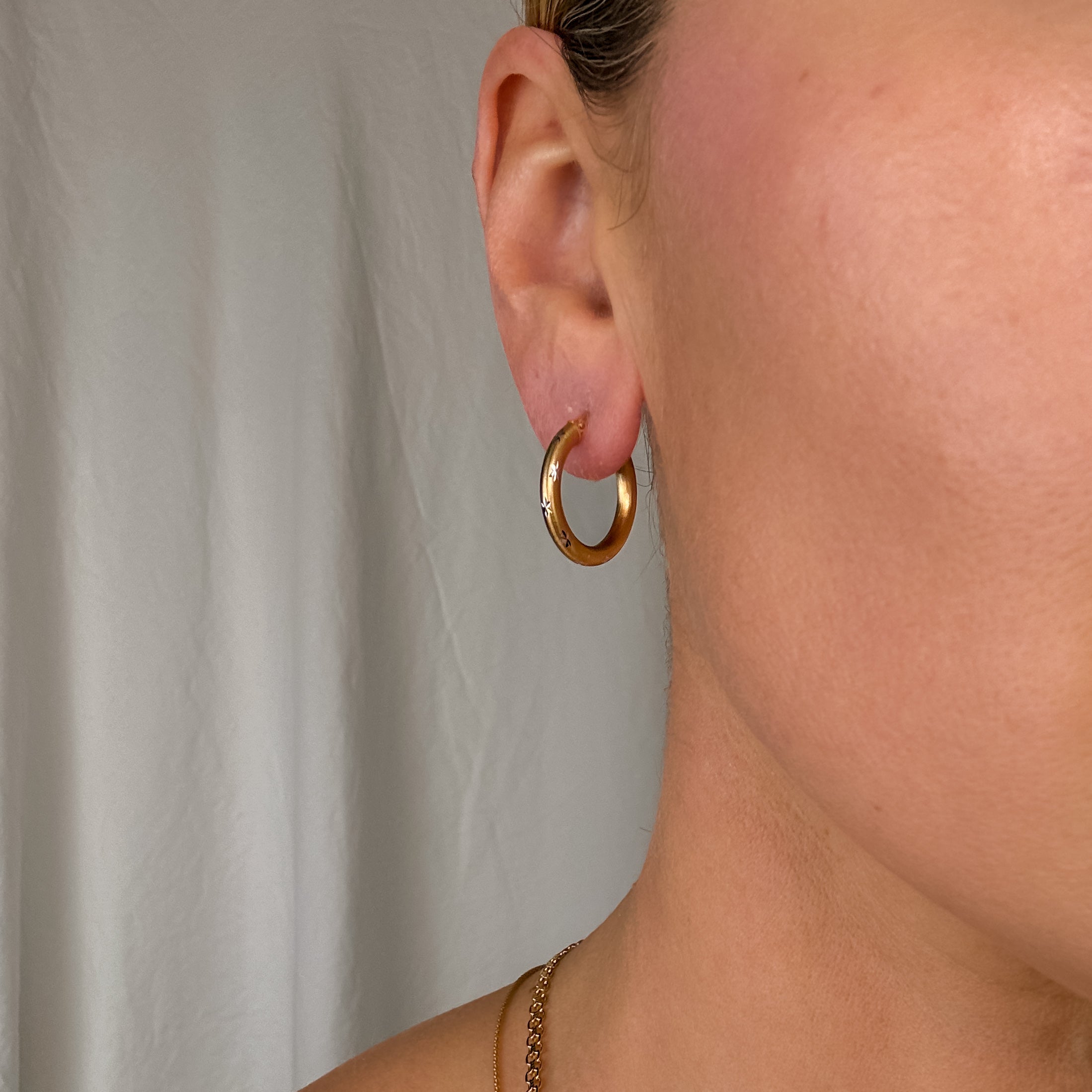 22 mm Star Etched Gold Hoops