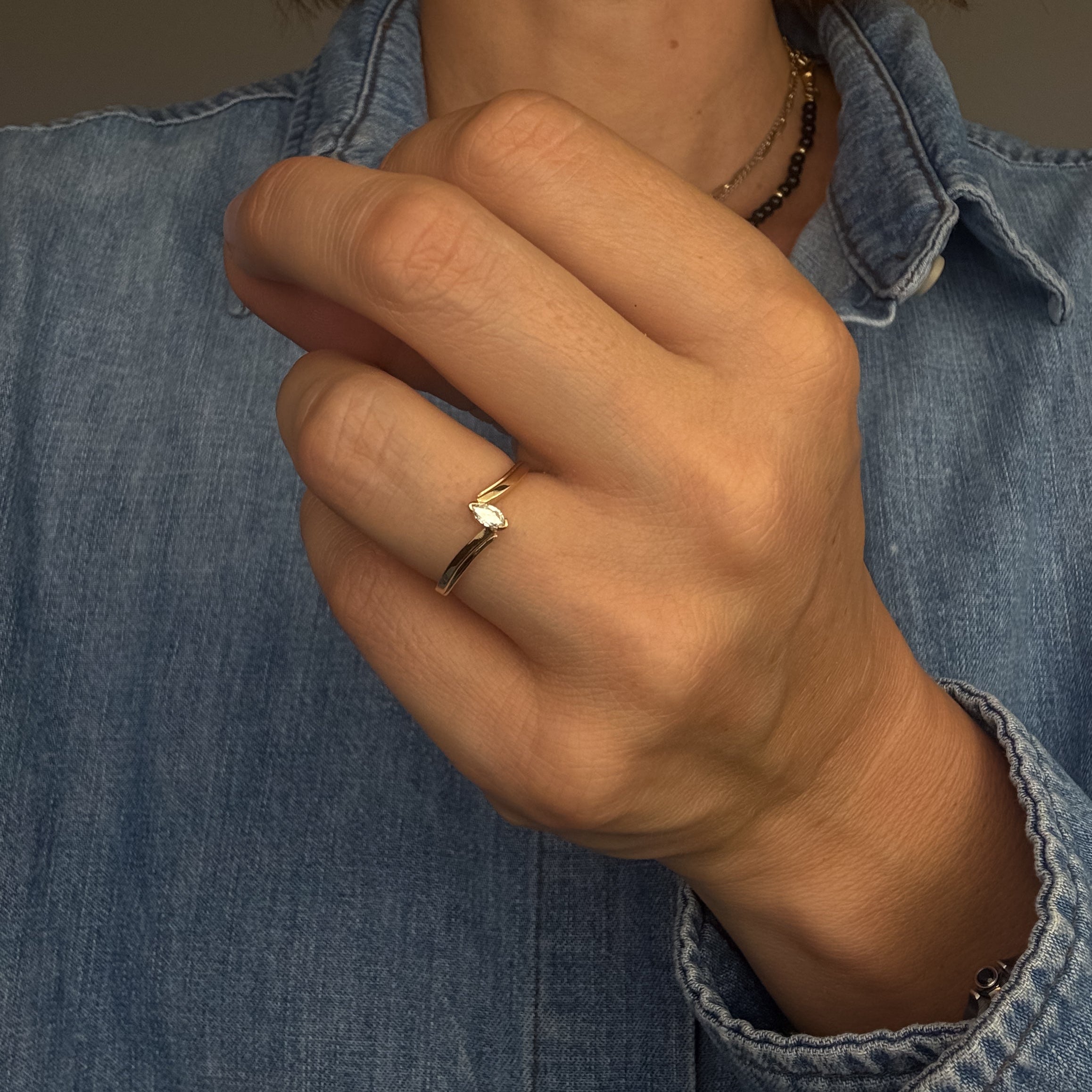 Marquise Diamond Bypass Ring