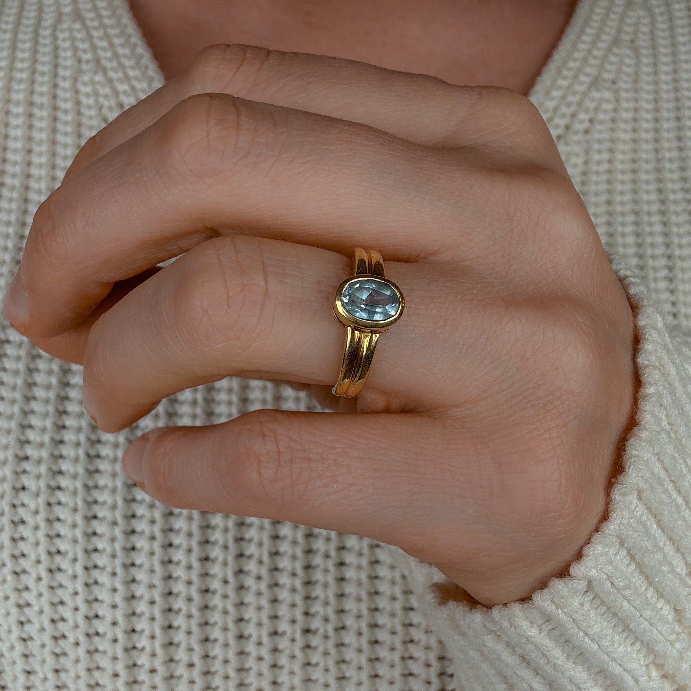 Bezel Set Aquamarine Ring