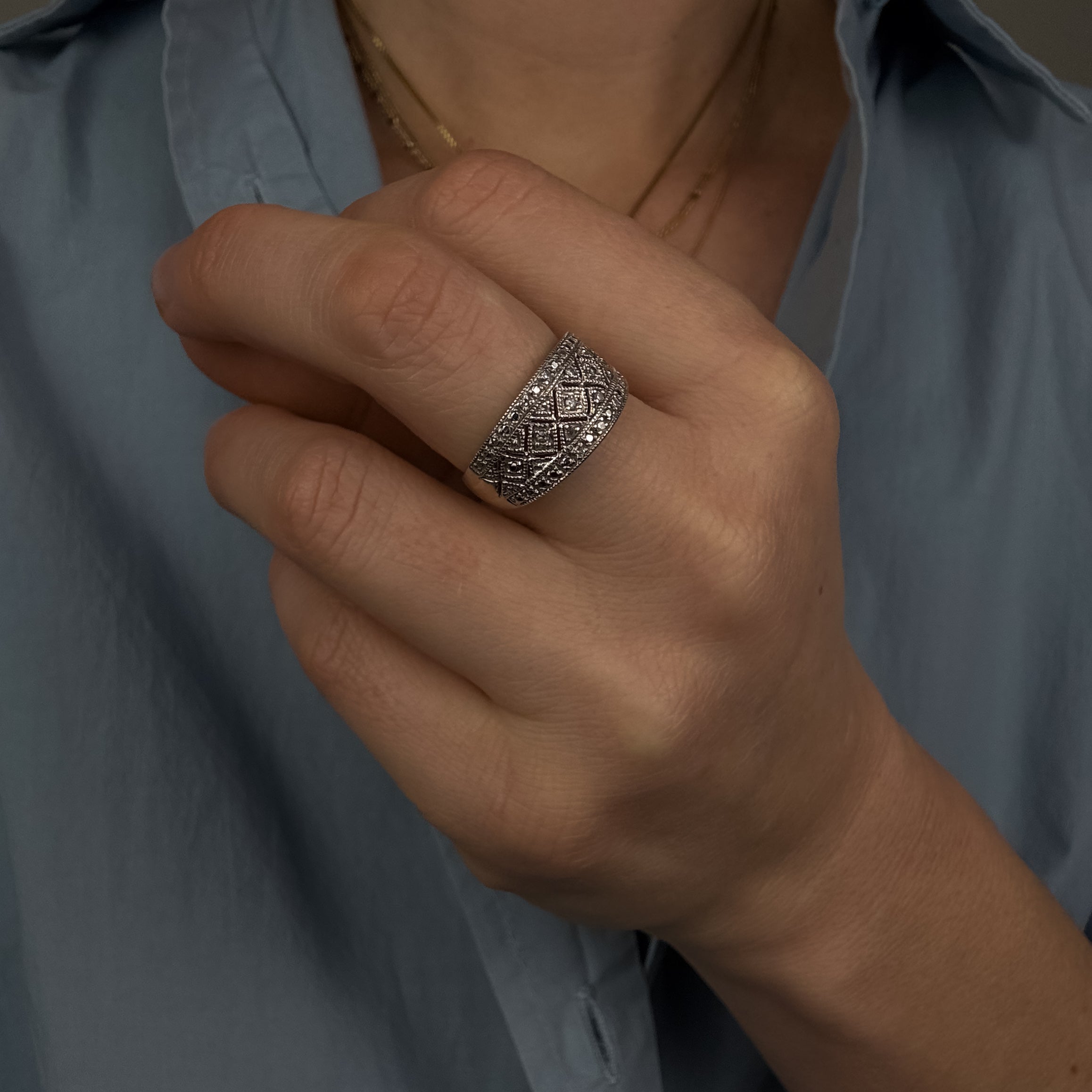 Art Deco Geometric Diamond Band