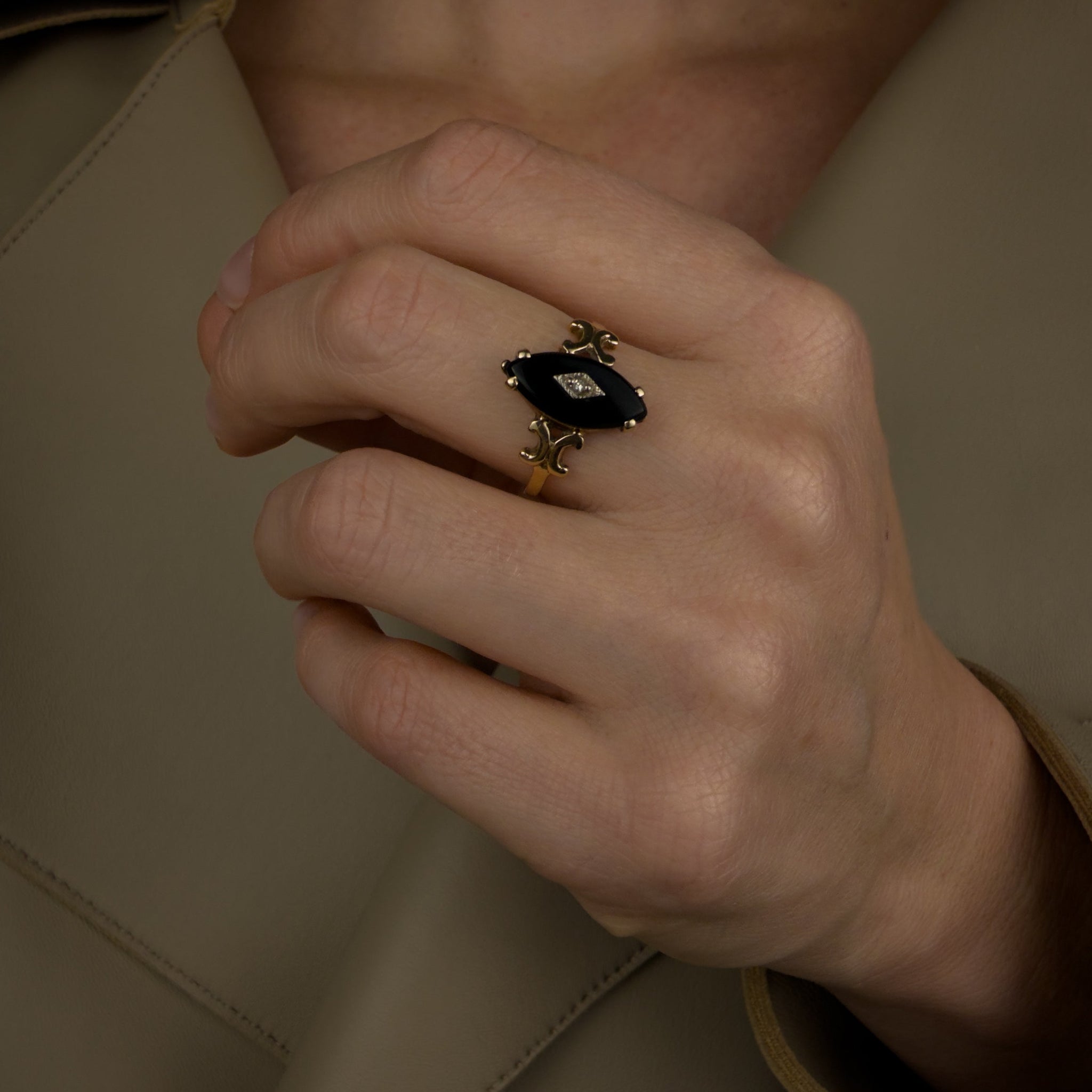 Onyx and Diamond Ring