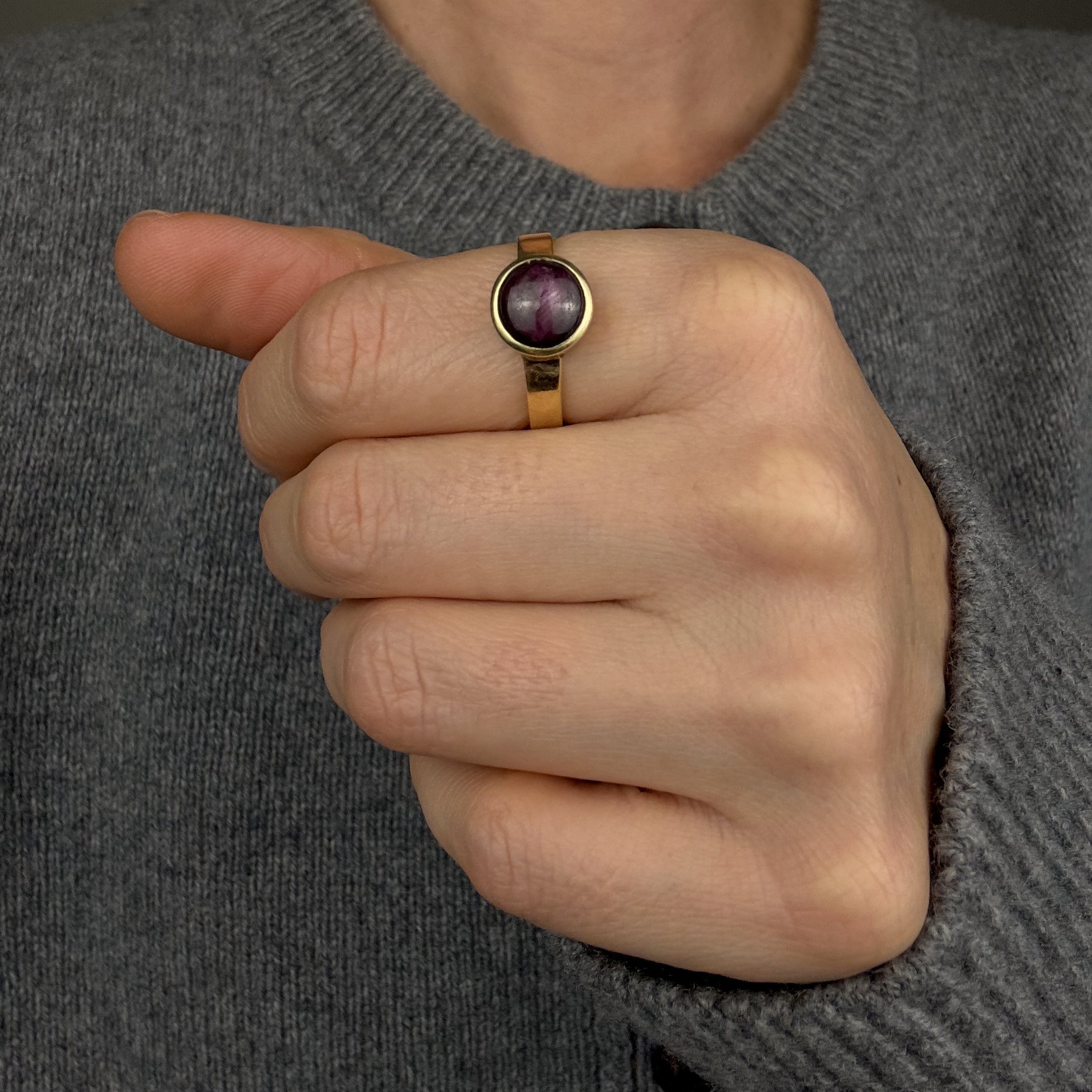Bezel Set Natural Star Ruby Ring