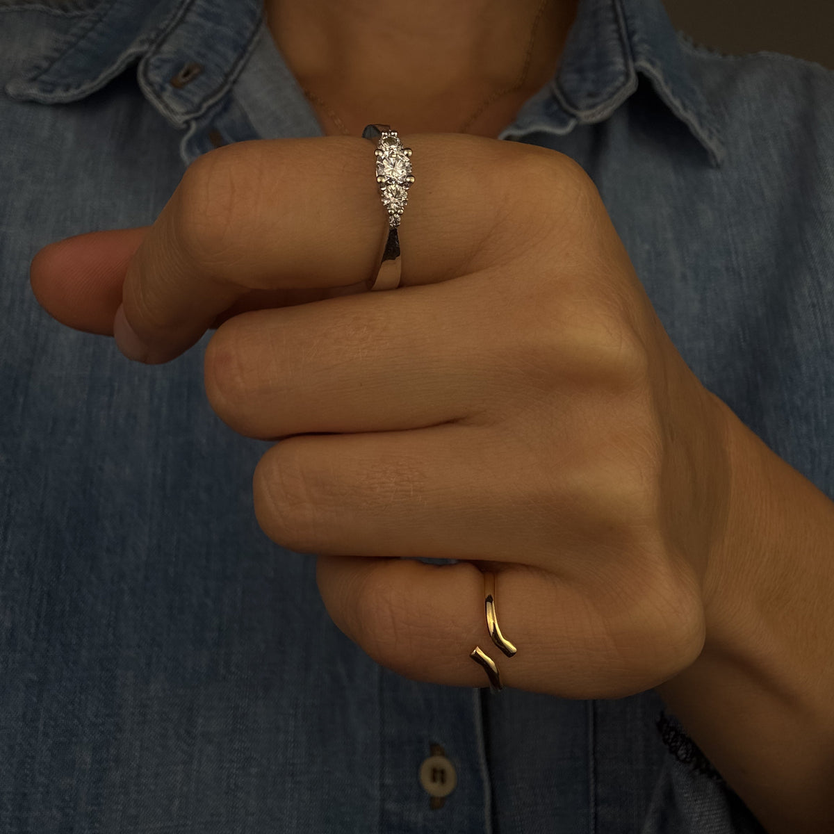 White Gold Five Stone Diamond Ring